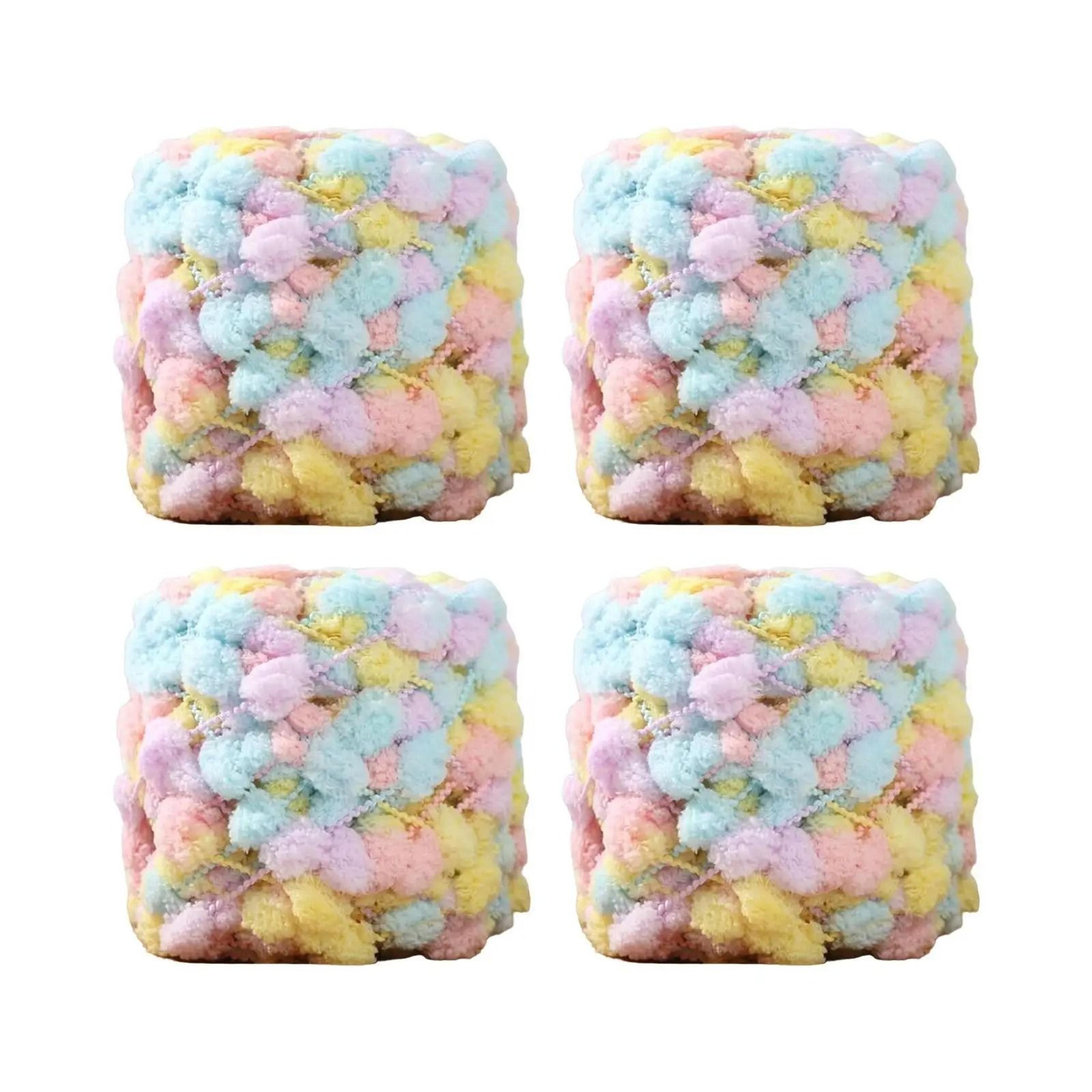 4 roll pompom chunky polyester yarn for crochet, arm knitting & diy crafts
