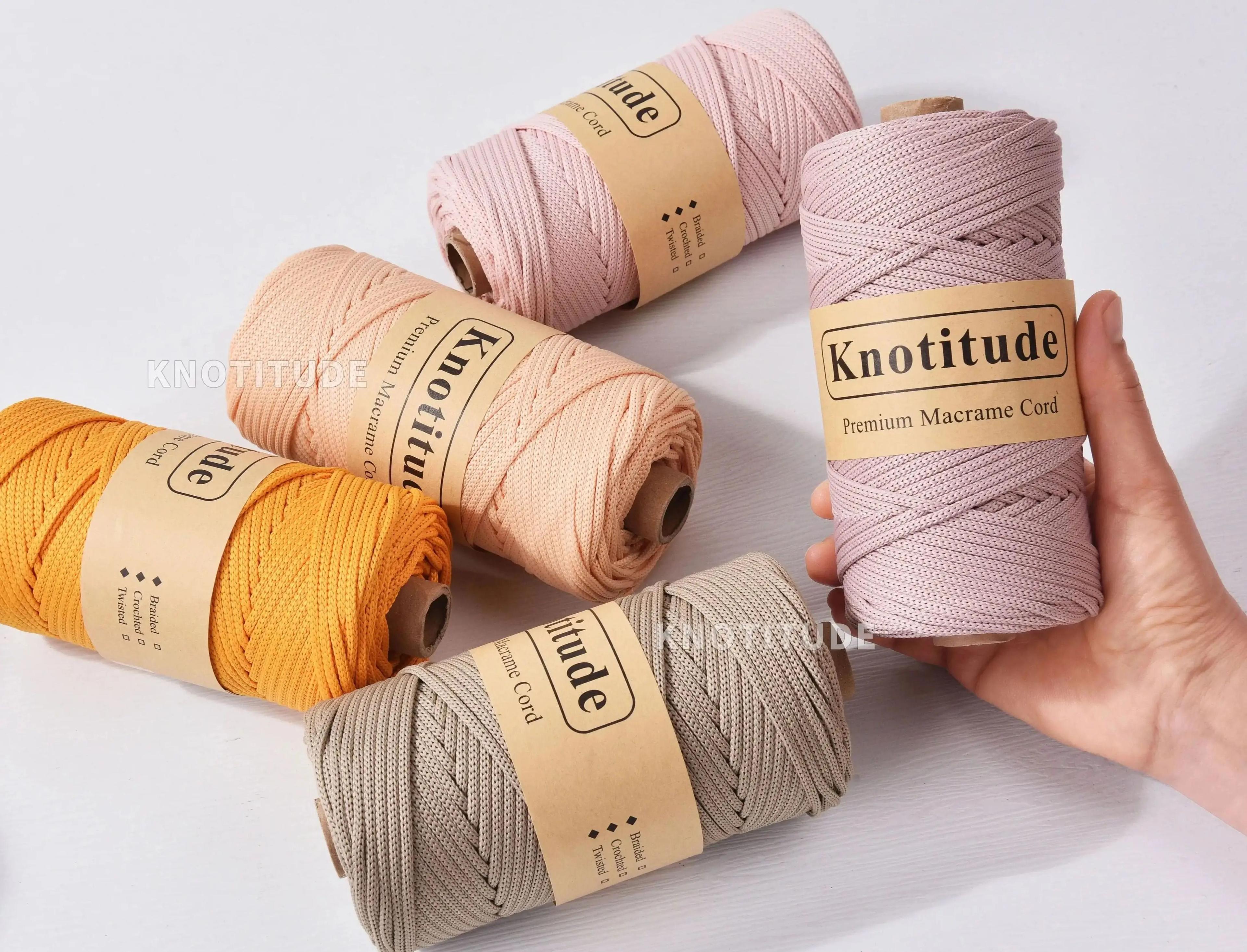 4mm polyester tube yarn cord for crochet bags, rugs & diy crafts 130m