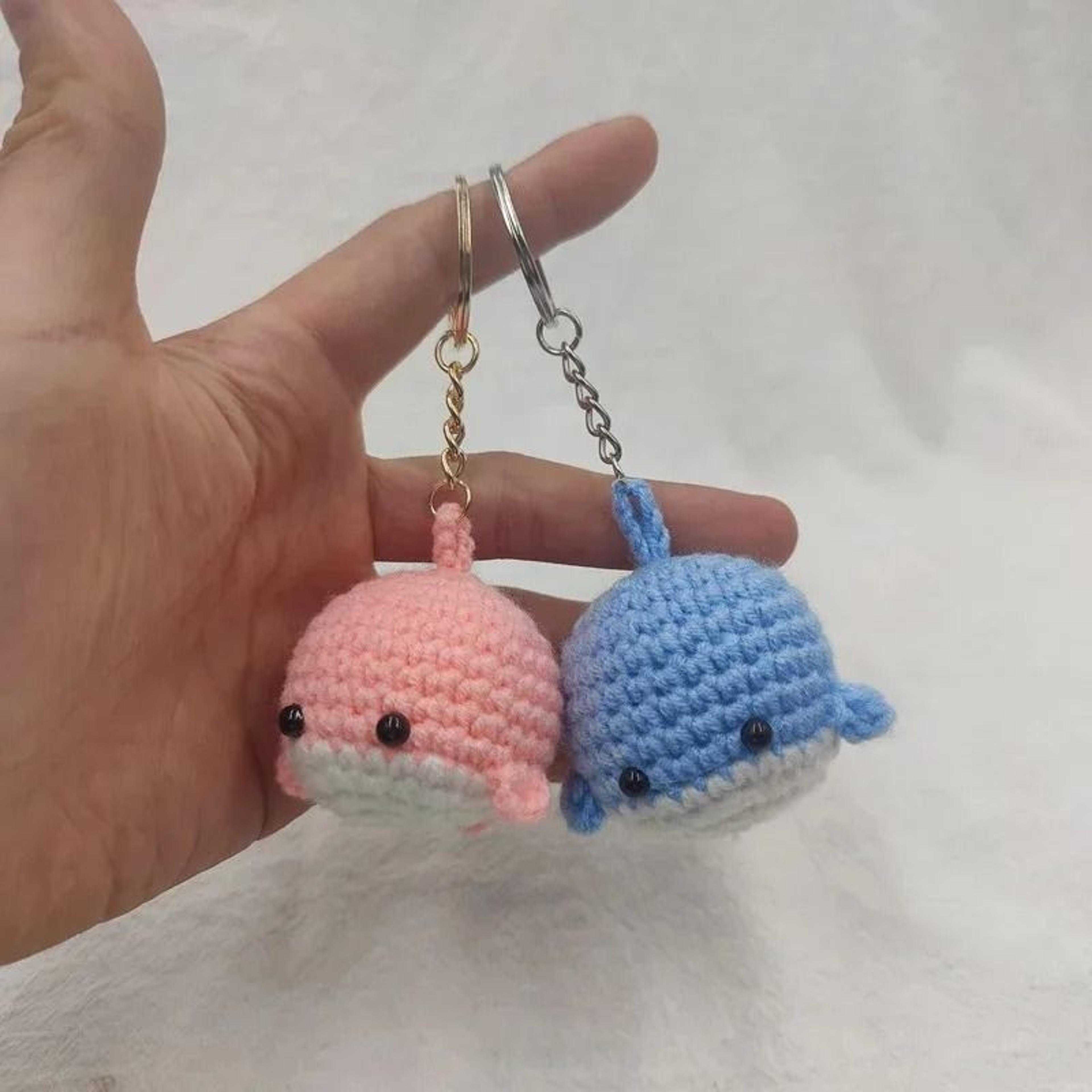 handmade crochet whale keychain cute amigurumi bag charm & car pendant