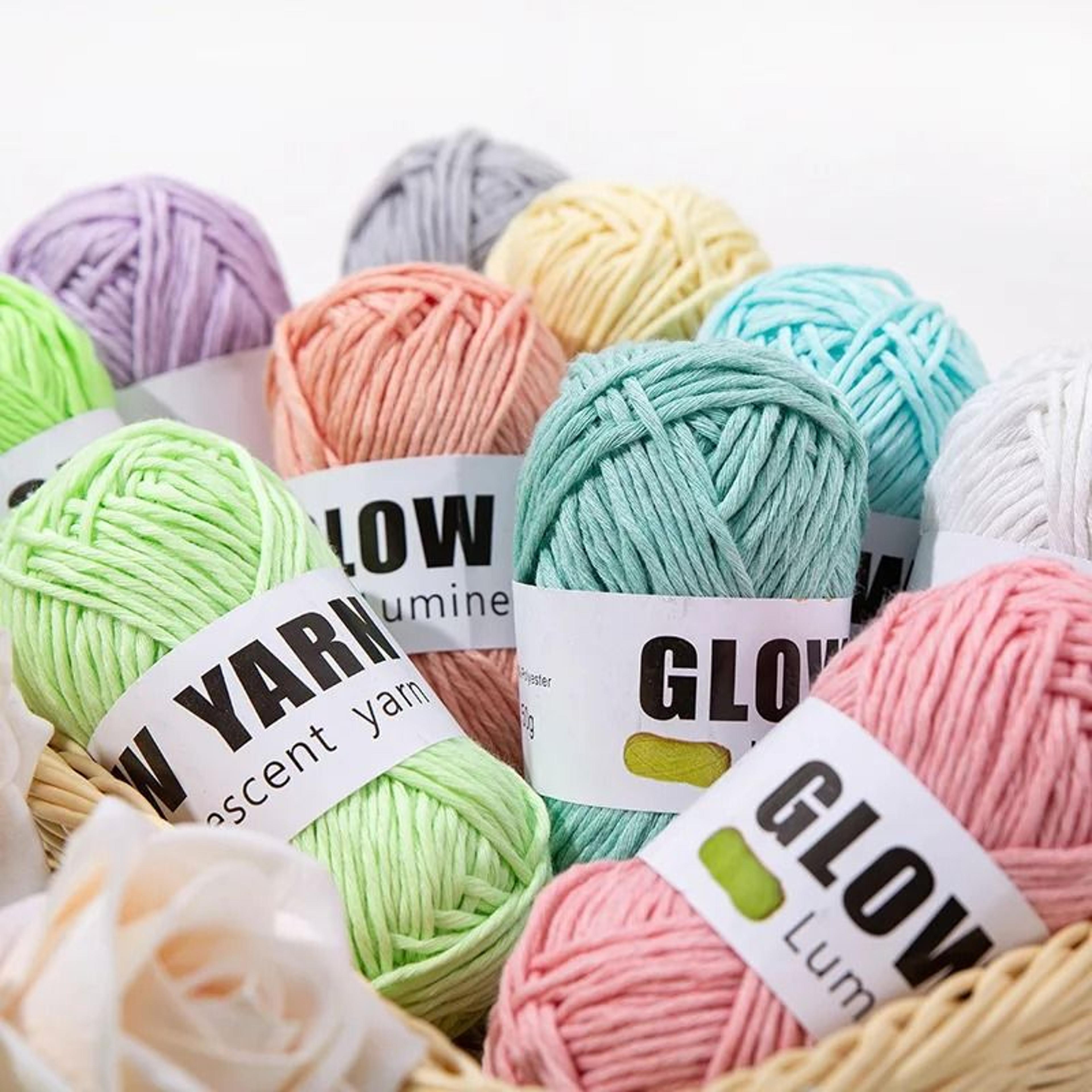 1.8 oz glow in the dark 2mm luminous polyester yarn for crochet, knitting & diy crafts