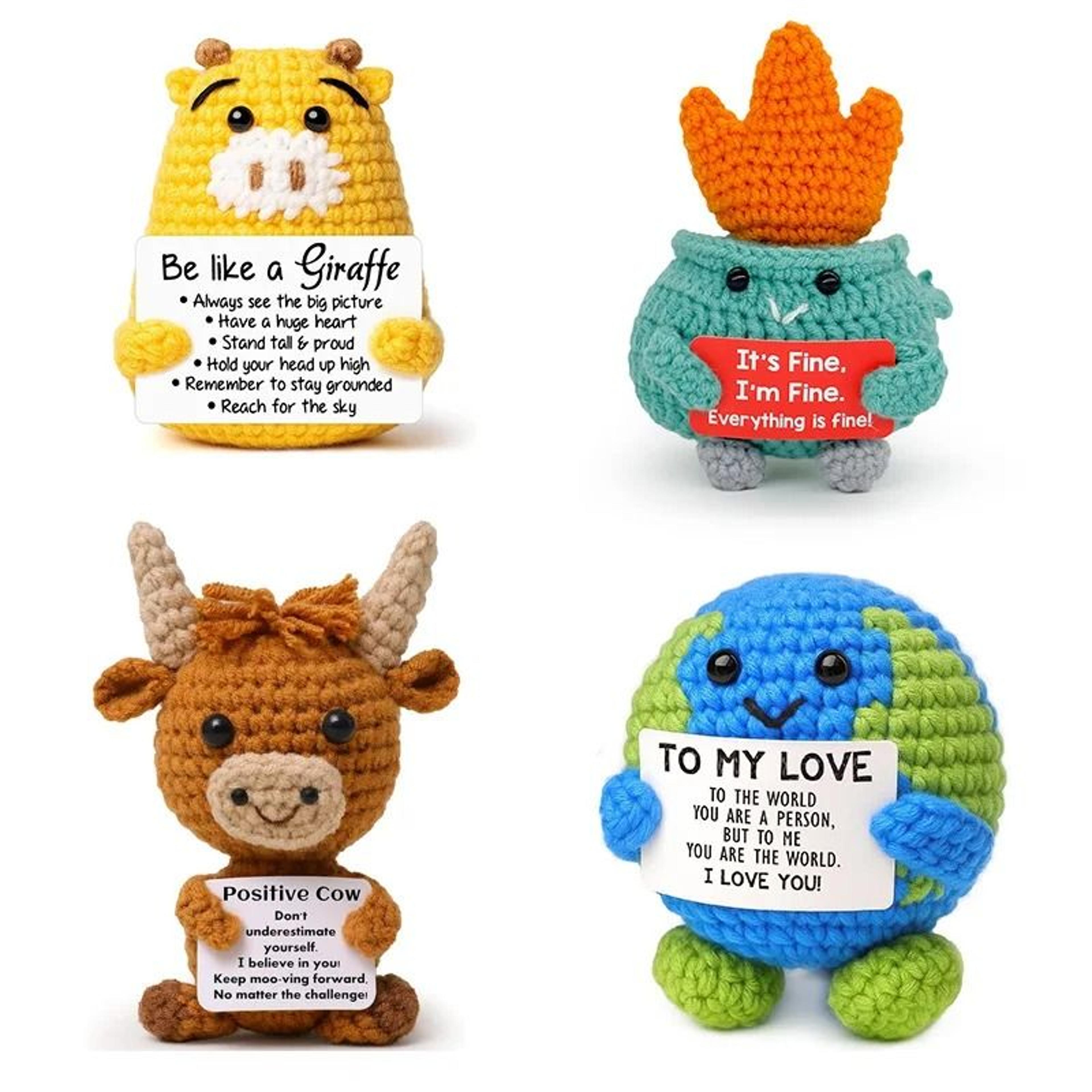 positive energy crochet doll handmade amigurumi desk decor & gift