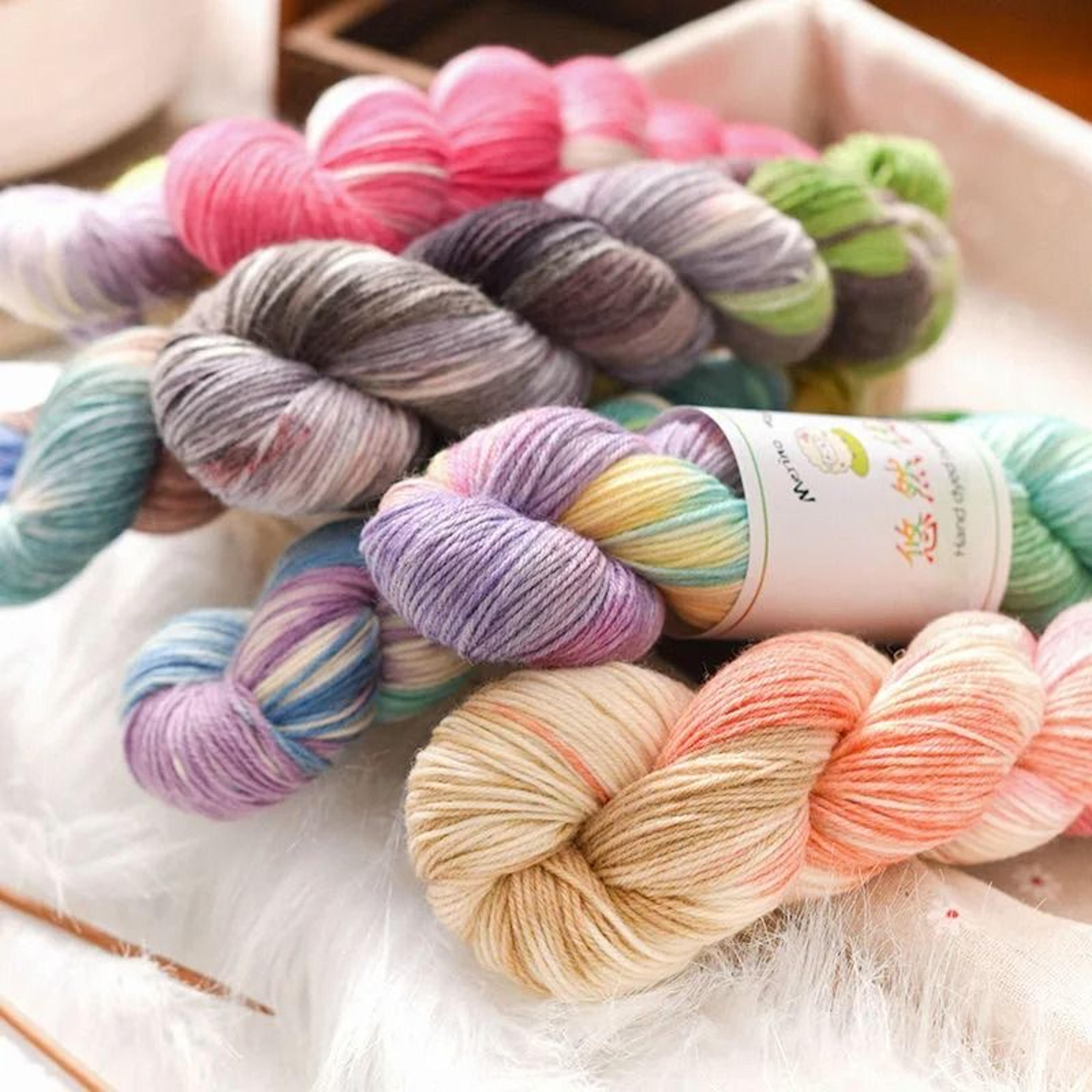 hand dyed rainbow merino wool yarn 3.5 oz soft knitting yarn for sweaters scarves hats and crochet