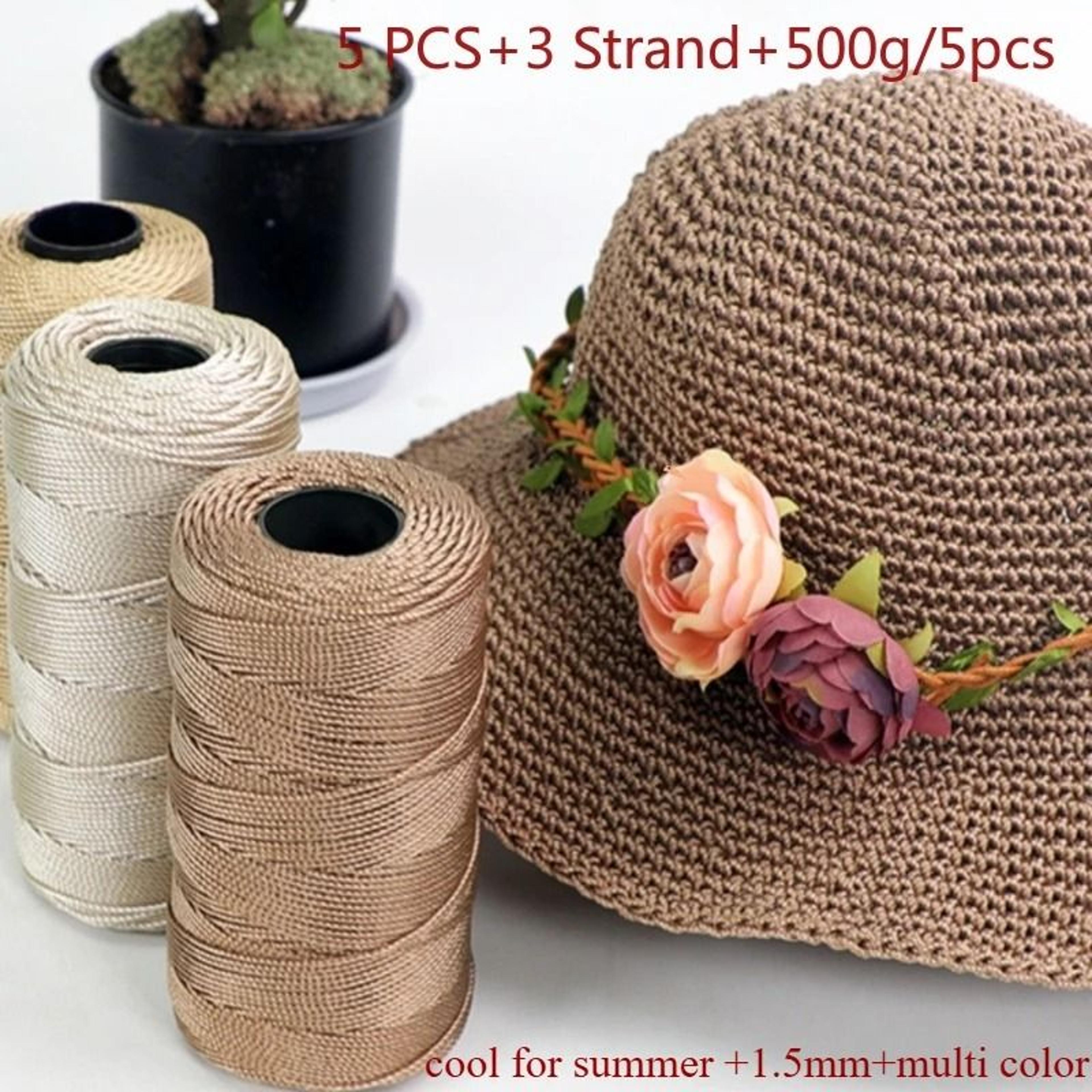 colorful ice silk crochet yarn set 5 pack 500g thin 1.5mm yarn for diy bags, hats & summer crafts