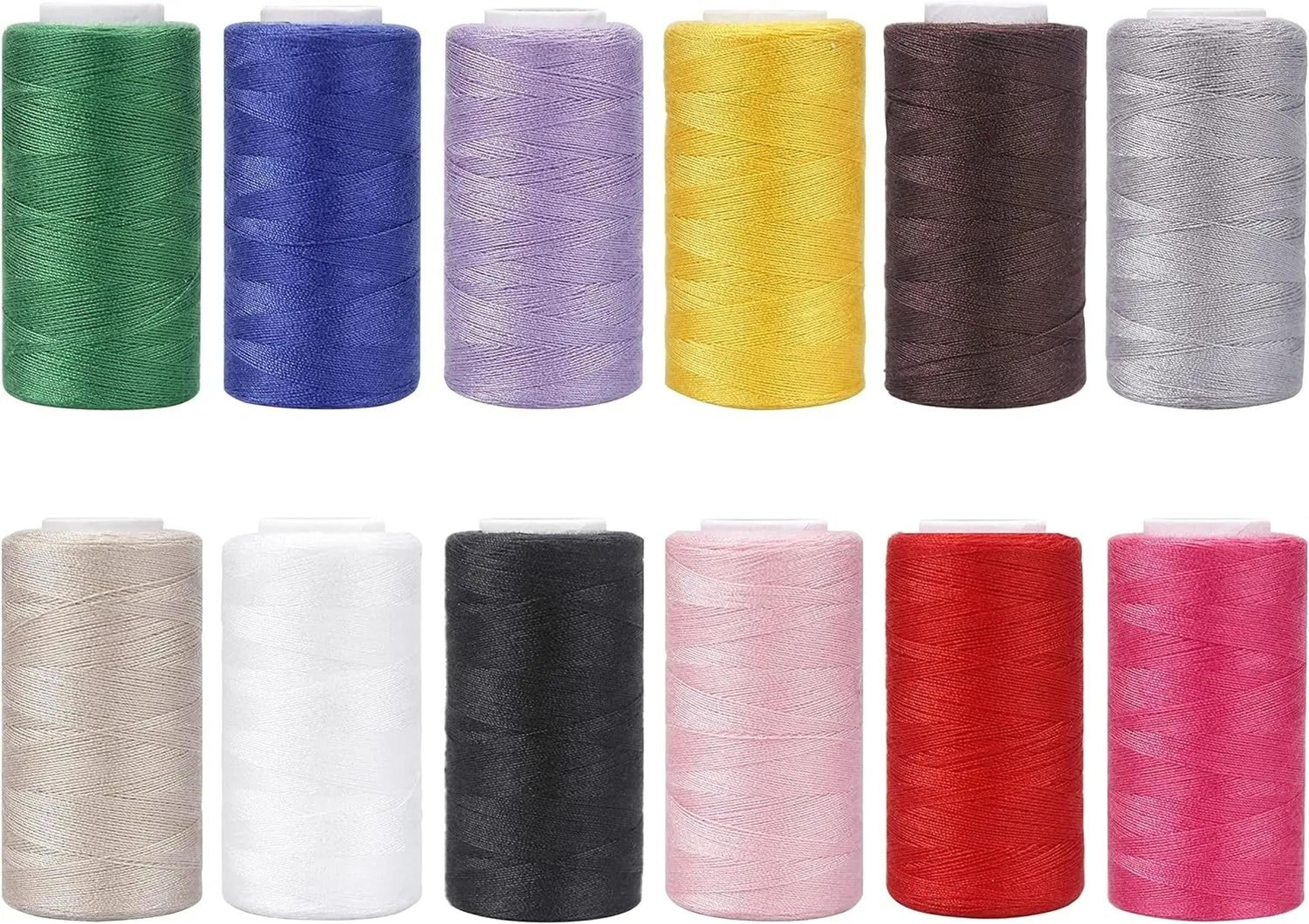12-piece polyester sewing thread set 380 yards each for hand sewing, machine sewing & diy embroidery