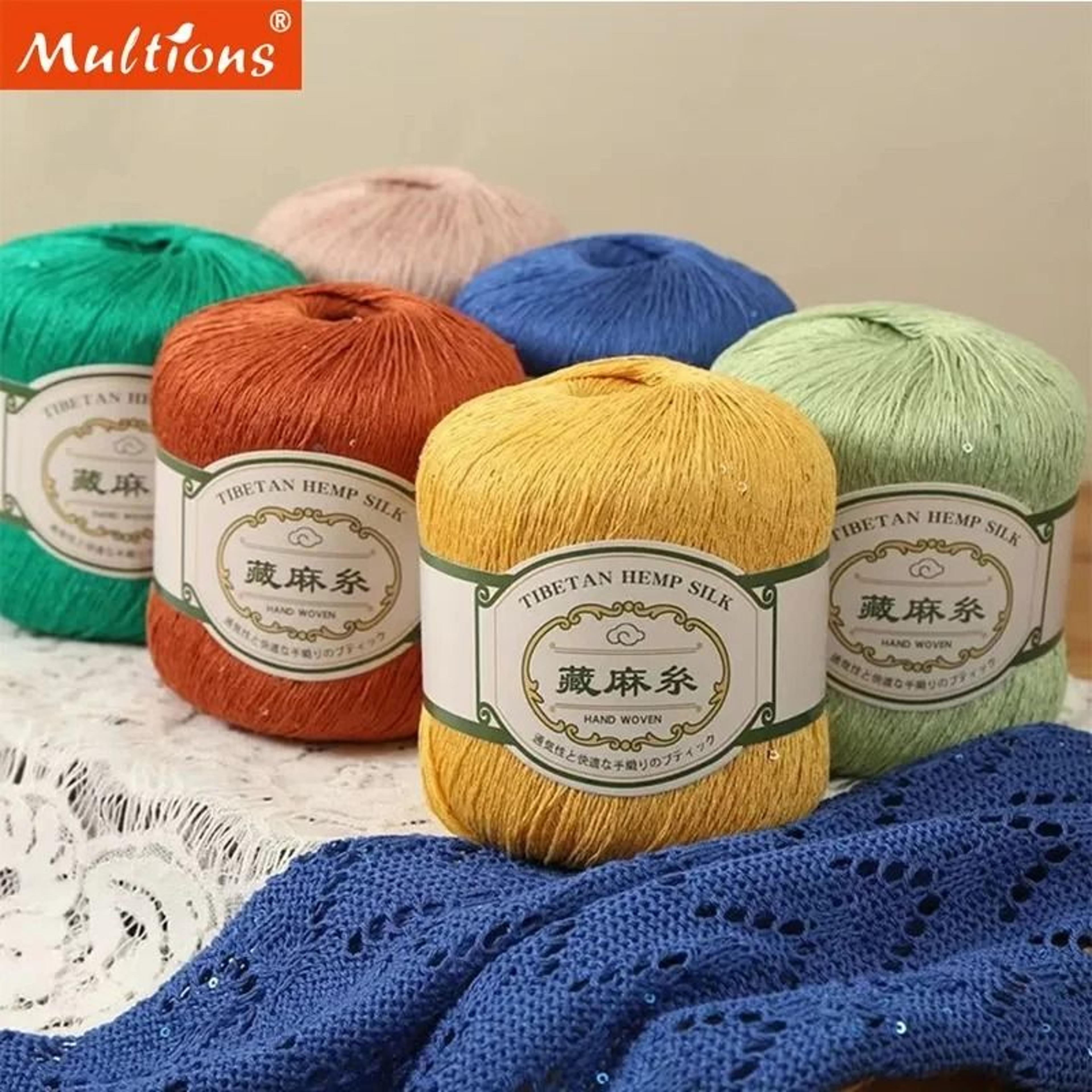 tibetan linen sequin crochet yarn 1.76 oz fine cotton linen thread for lace, summer tops & diy crafts