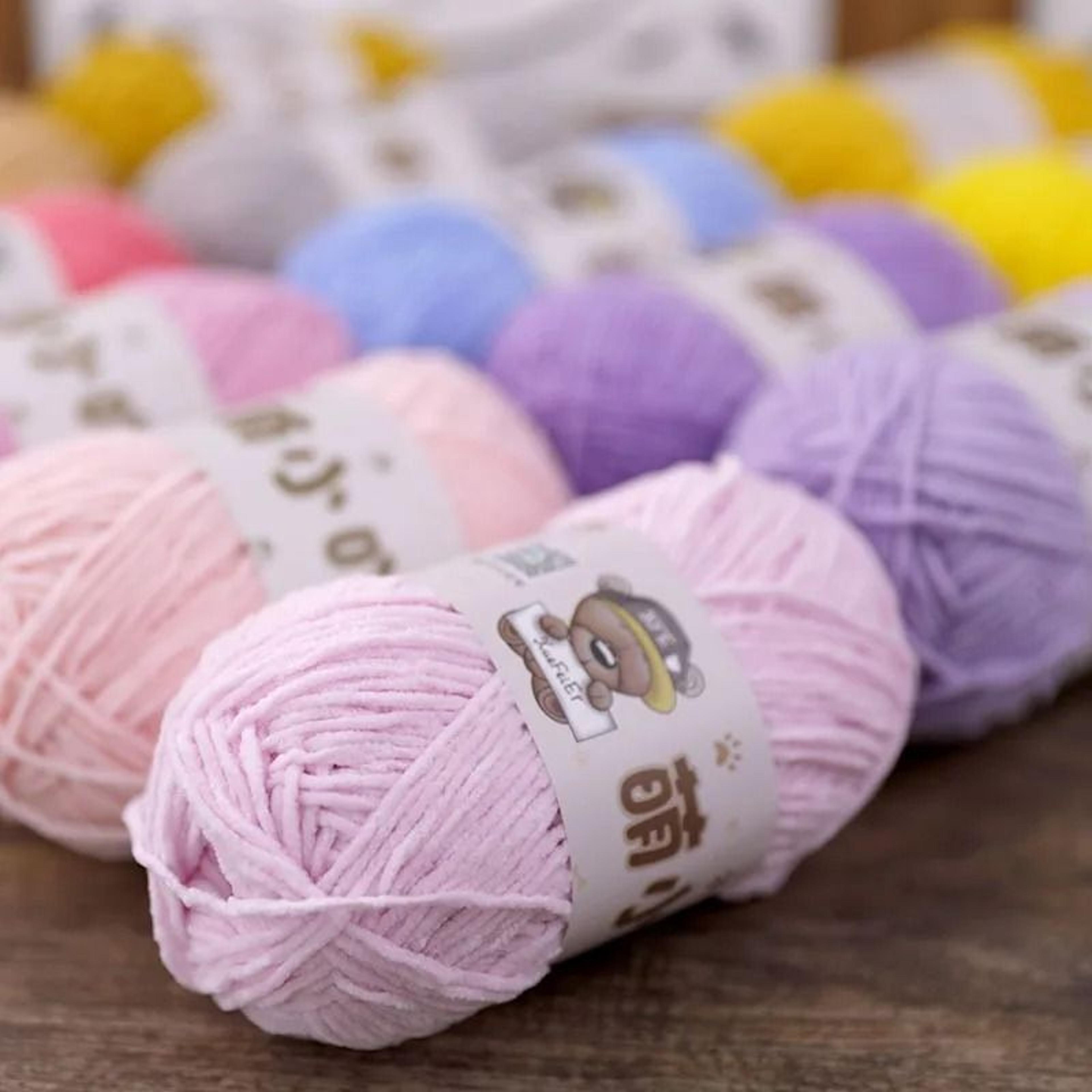 soft matte chenille yarn 50g 3mm crochet & knitting yarn for hats scarves dolls and diy crafts