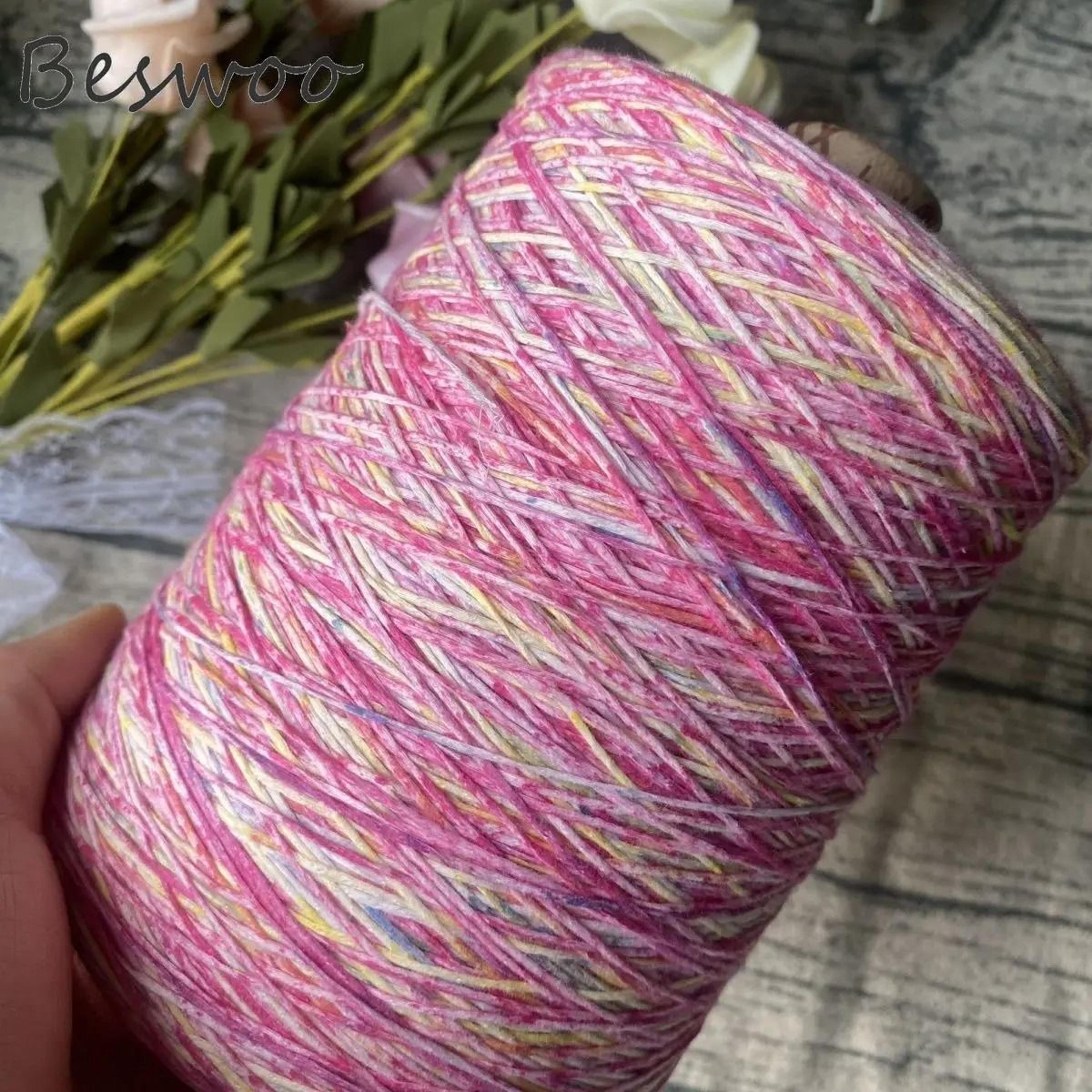rainbow space dyed hollow cotton yarn 1.10 lb for crochet bags, hats, garments & diy crafts