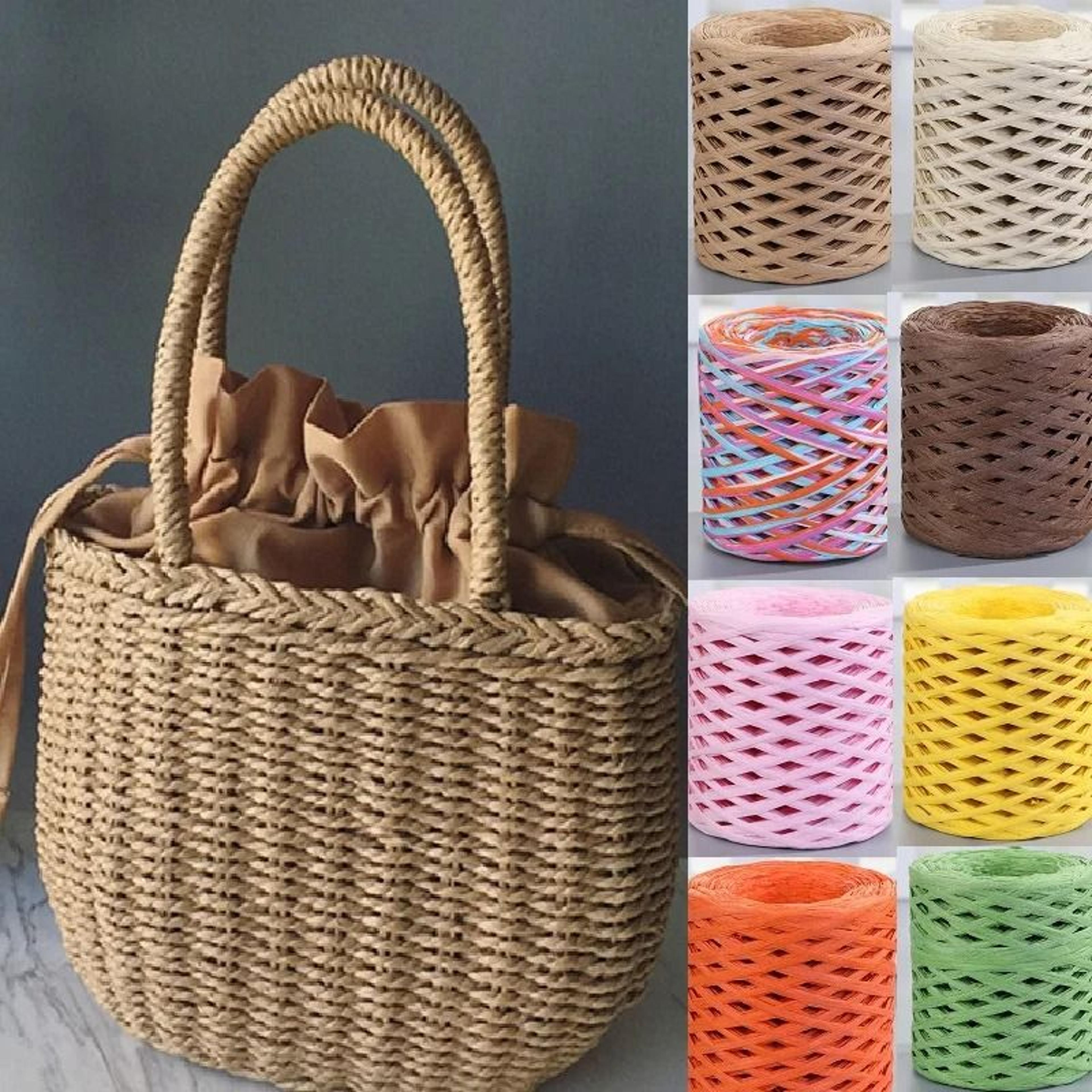 natural raffia straw crochet yarn 219 yards paper rope for summer hats, beach bags & diy crafts