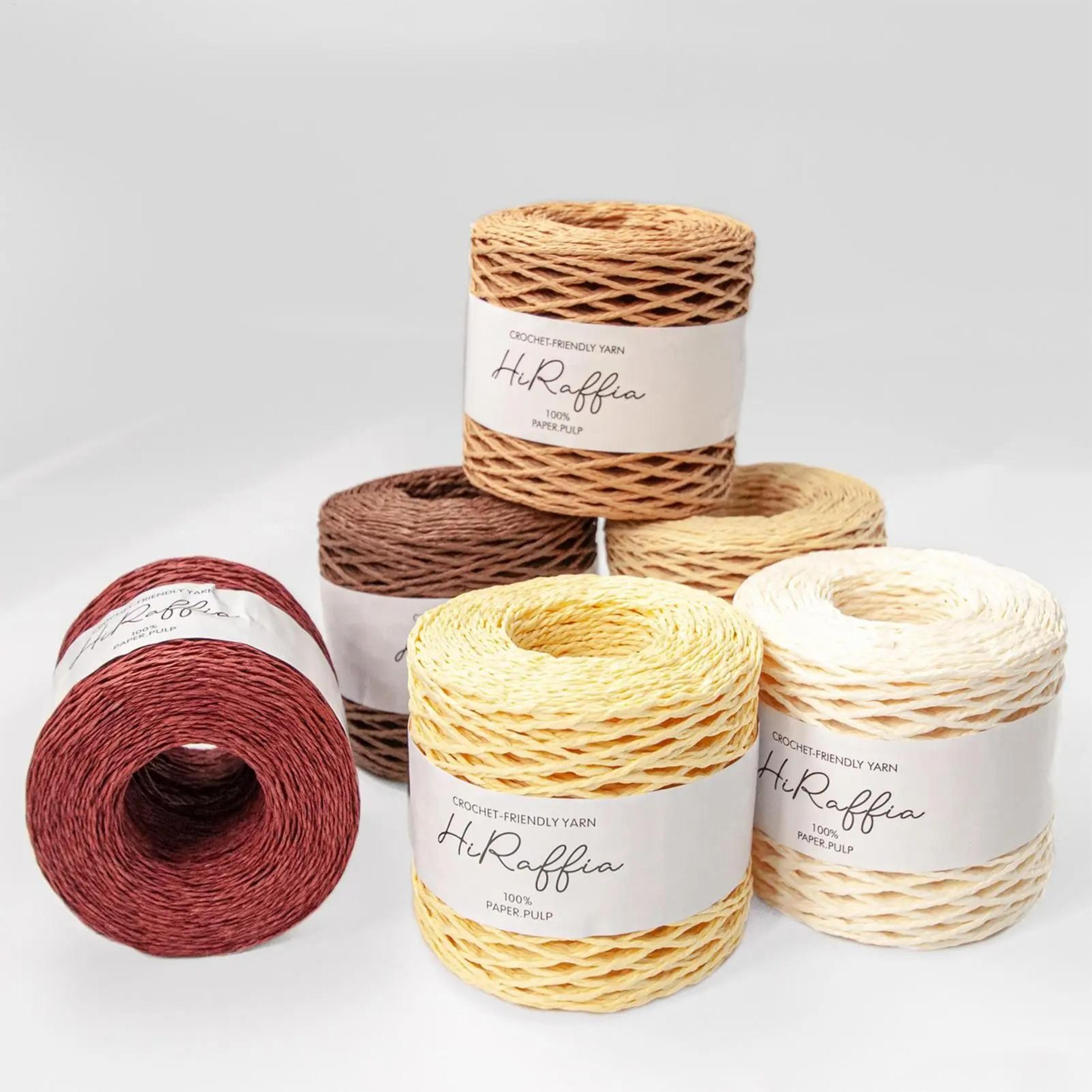 natural raffia paper yarn 164 yards for crochet summer hats, beach bags & diy crafts