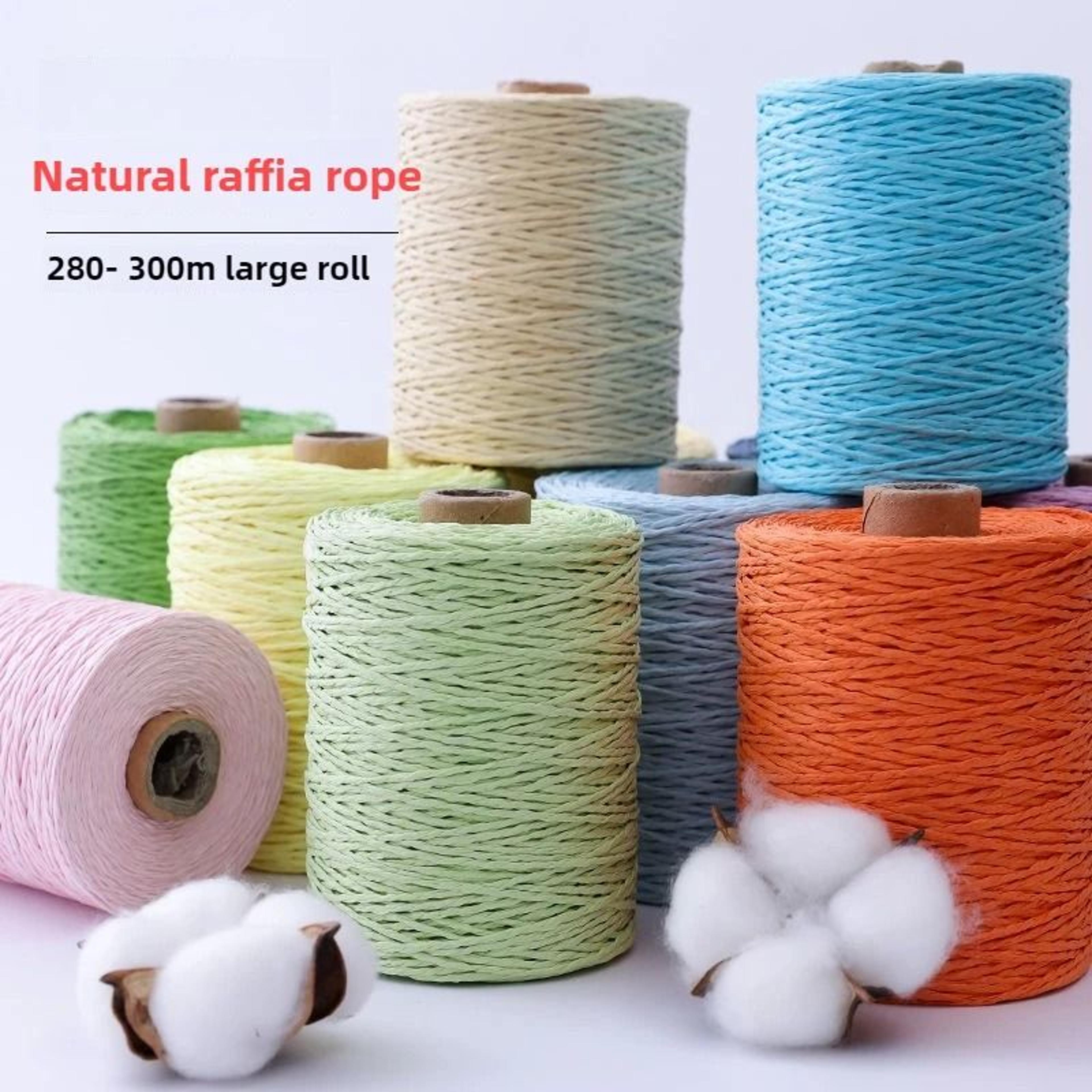 natural cotton raffia crochet yarn 306 yards for summer hats, bags and hand knitting