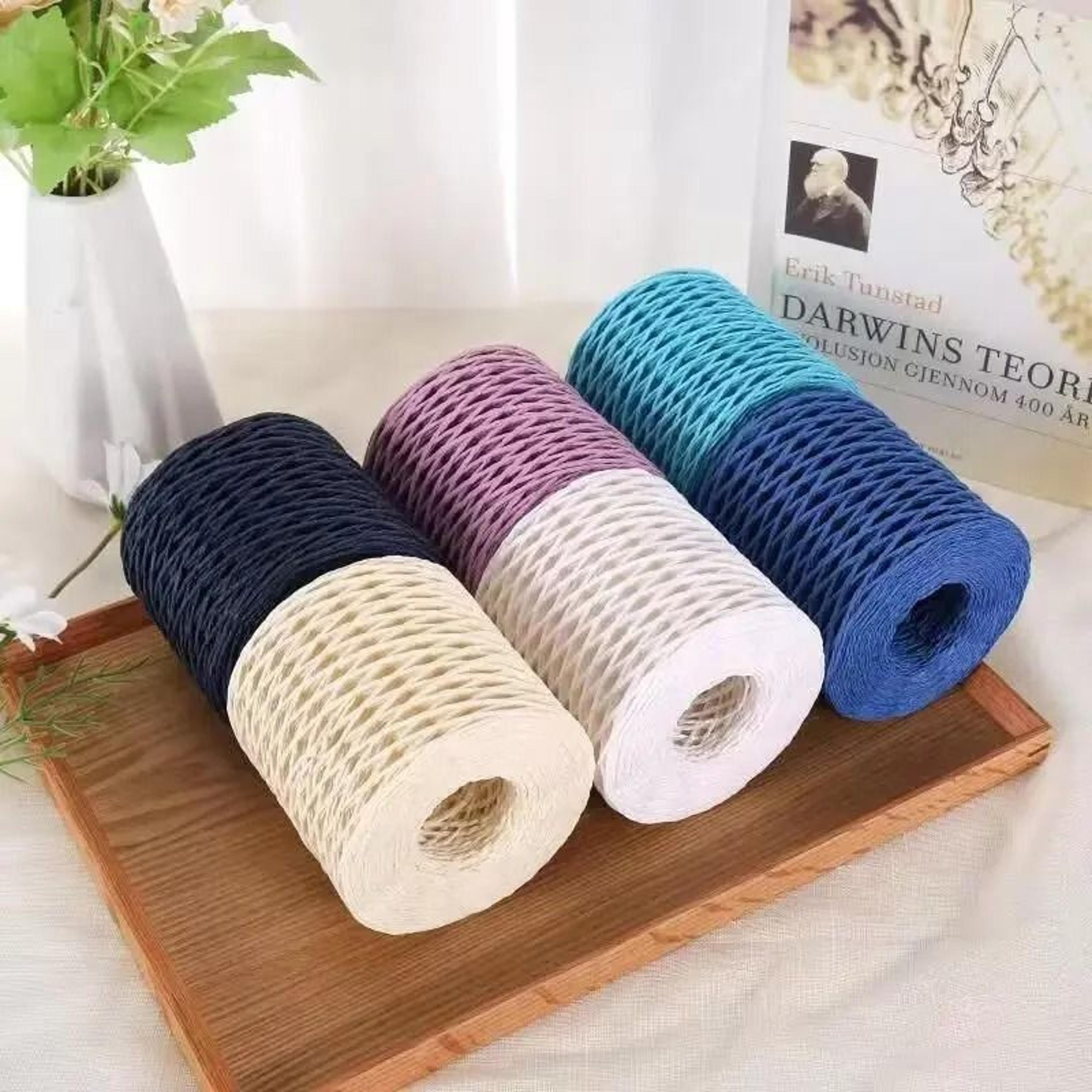 bamboo fiber raffia yarn 6.70 oz for summer hats, bags, crochet and diy crafts