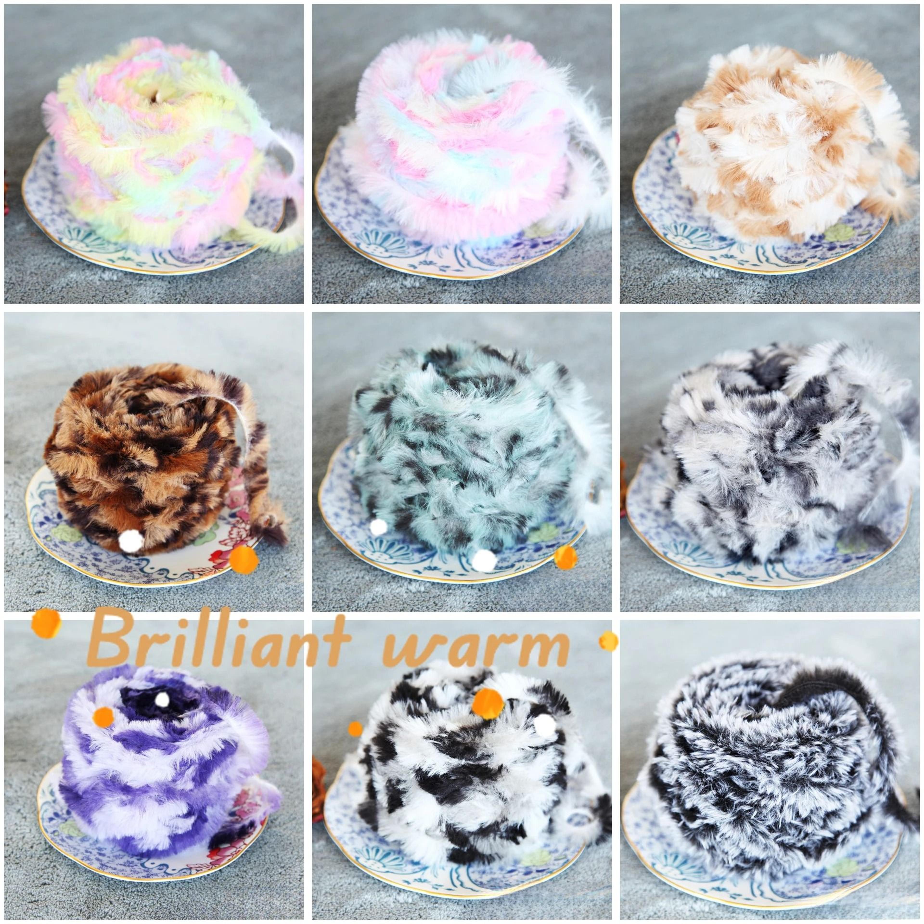 luxury faux mink fur yarn 50g 35 yards for knitting, crochet and cozy winter crafts