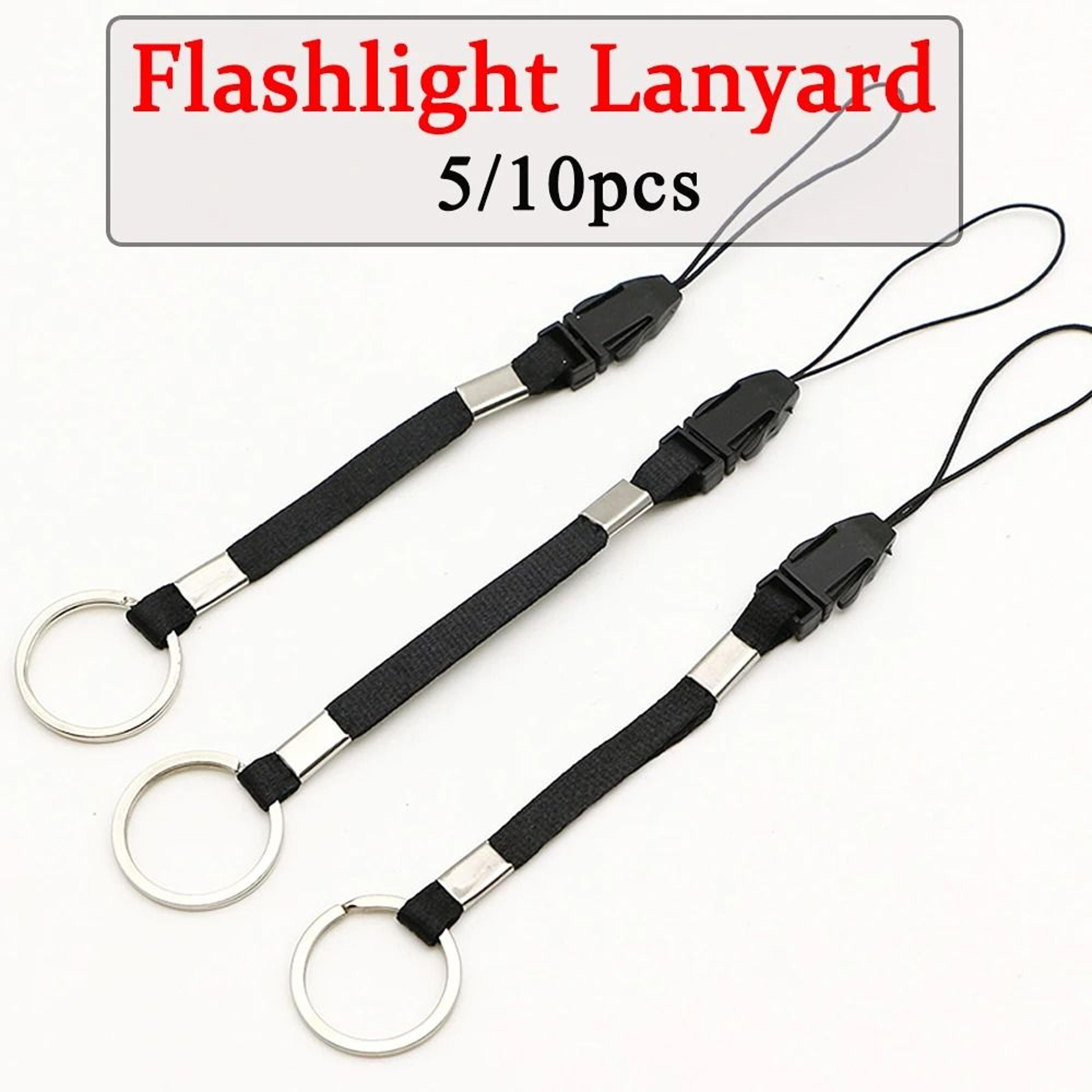 adjustable black paracord wrist lanyard set for flashlights, cameras, phones and edc gear