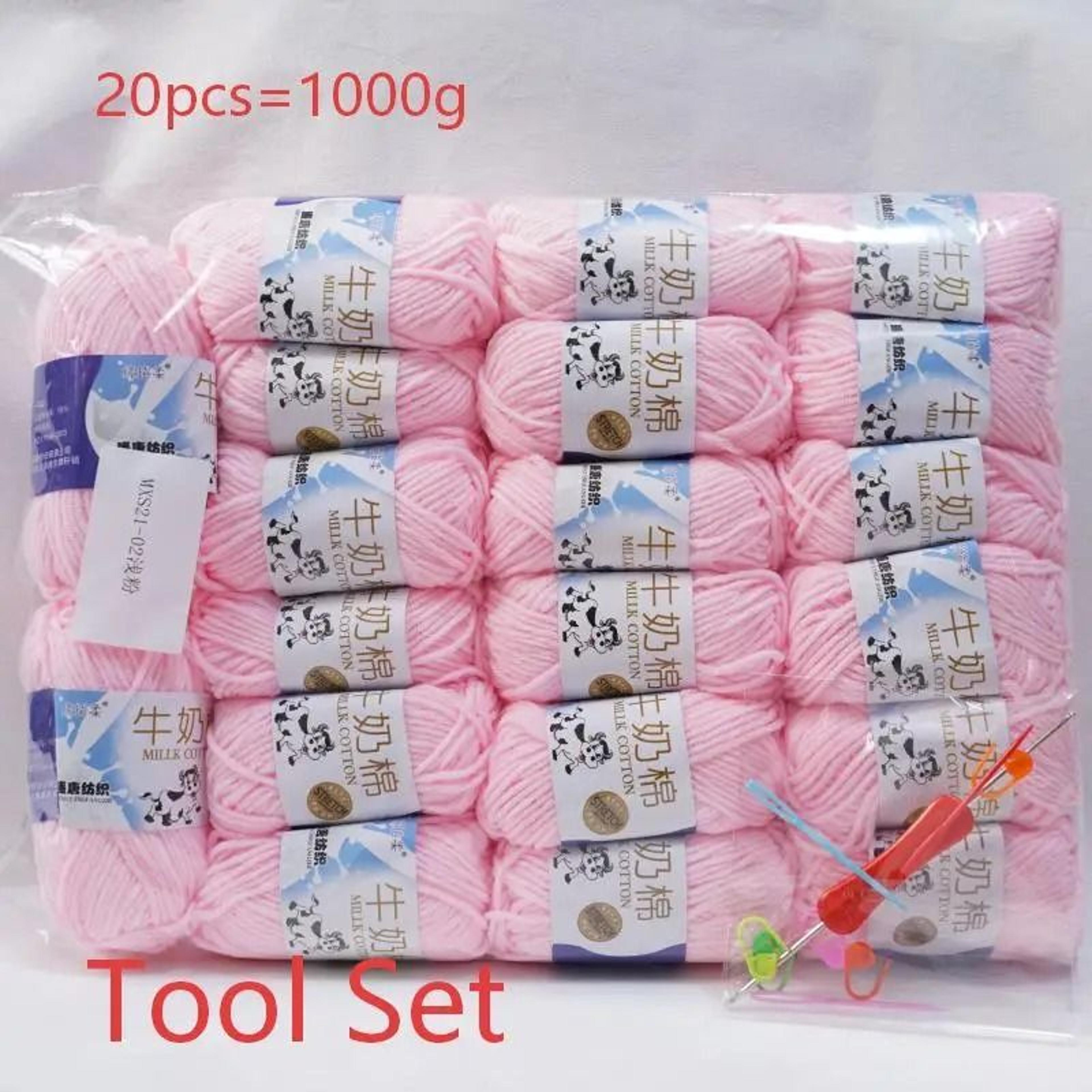 20-piece soft milk cotton yarn set 50g skeins for crochet, knitting and diy crafts