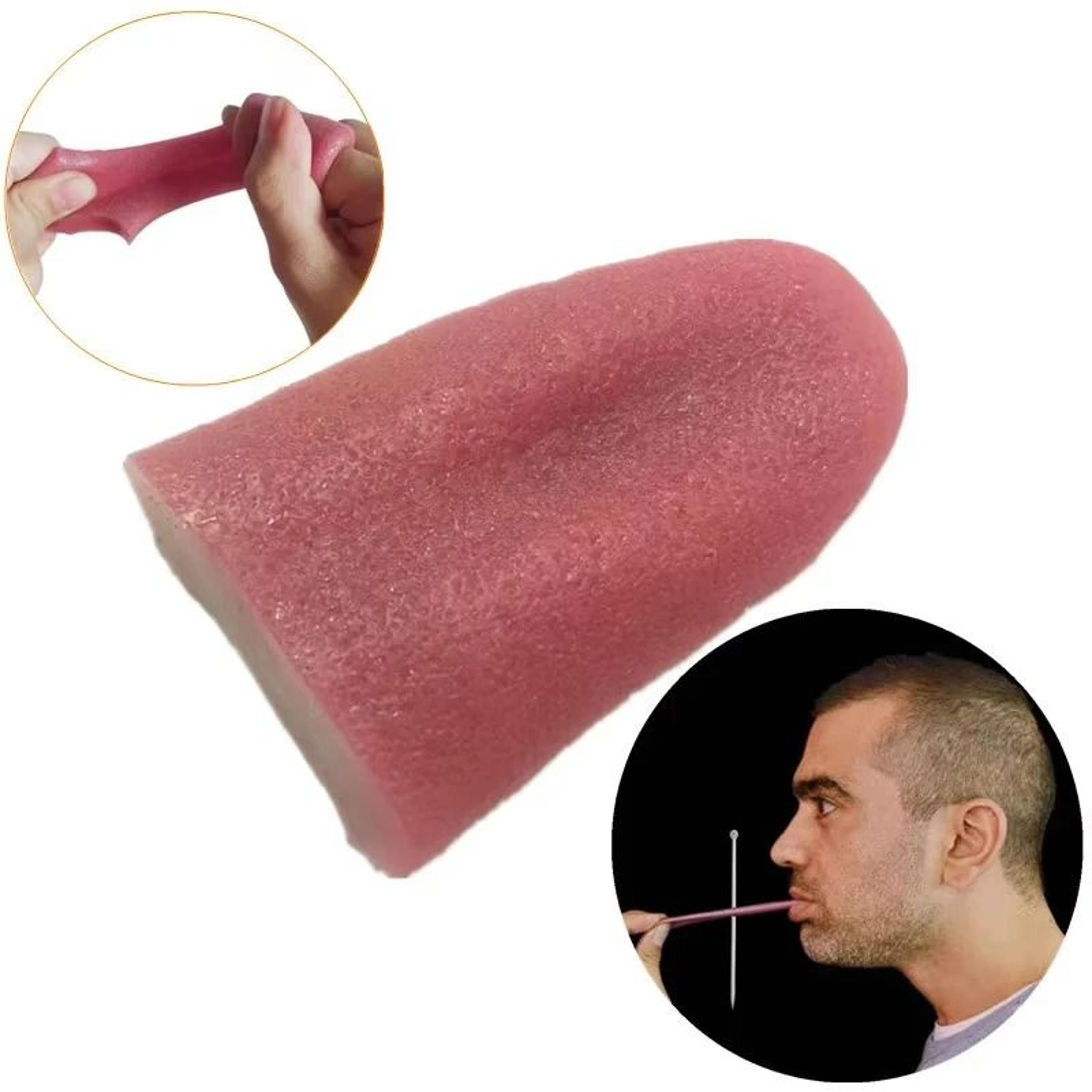 realistic fake tongue piercing prank prop with steel needle illusion for magic tricks and halloween