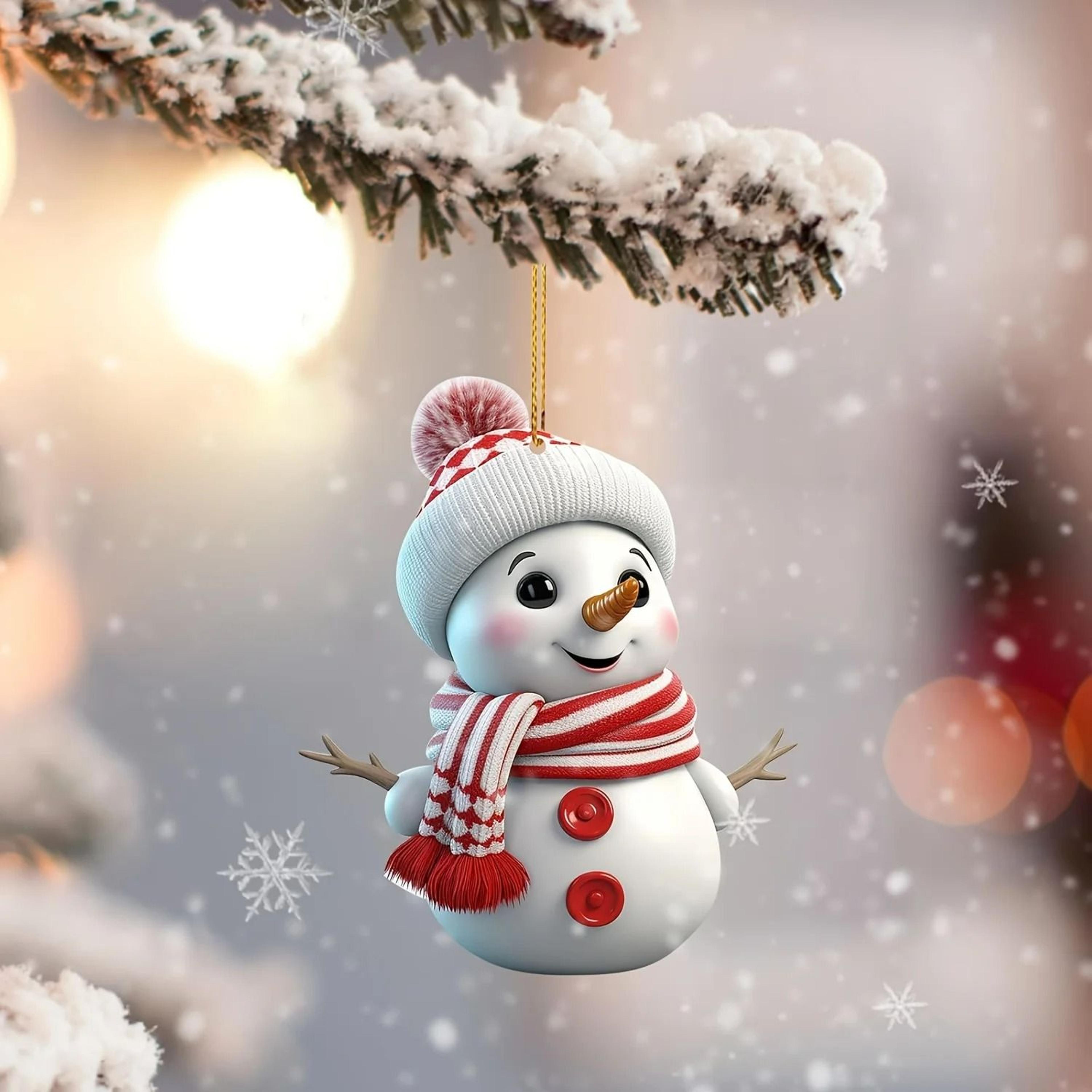 5 piece acrylic snowman christmas tree ornaments for holiday hanging decorations