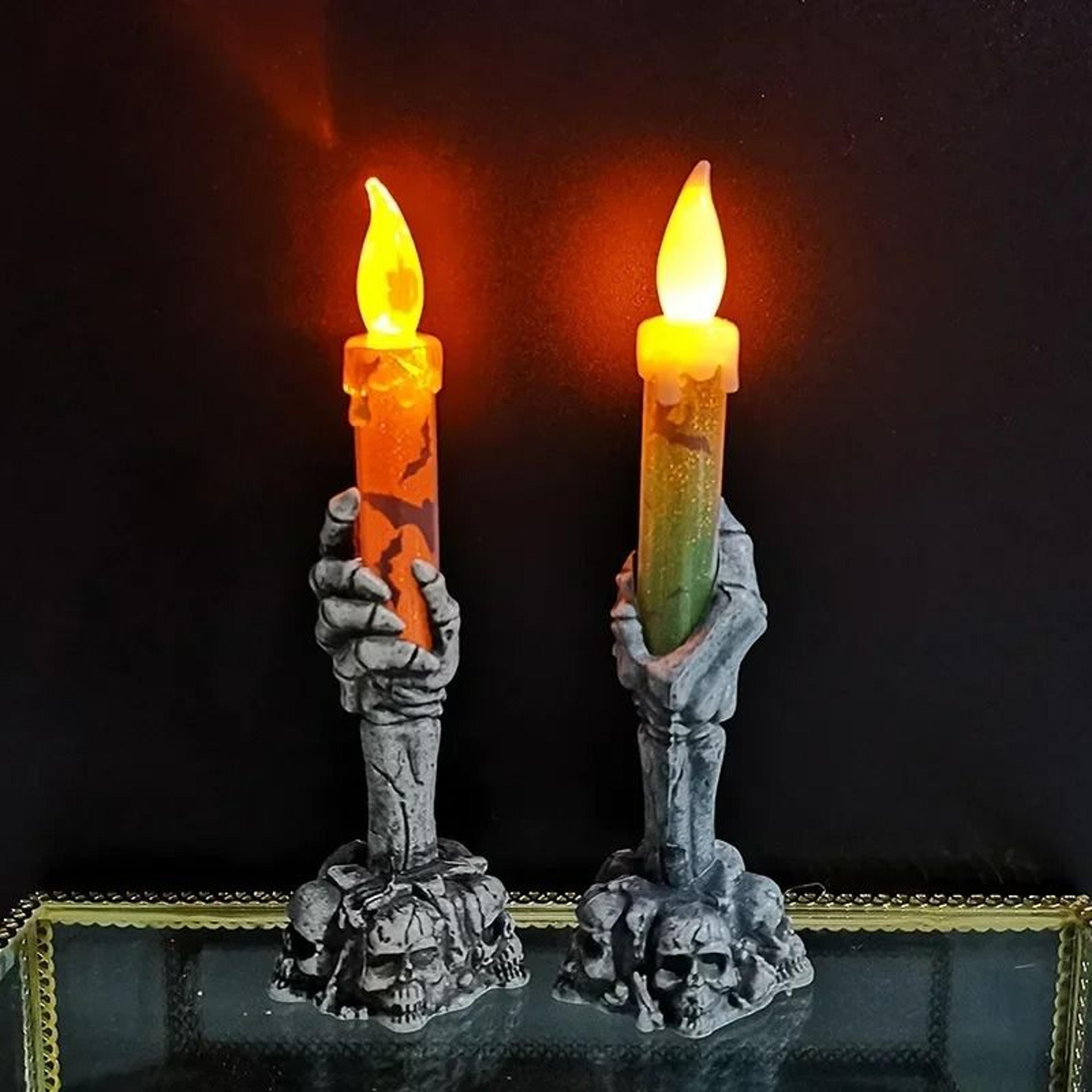 skeleton hand led candle halloween table decoration