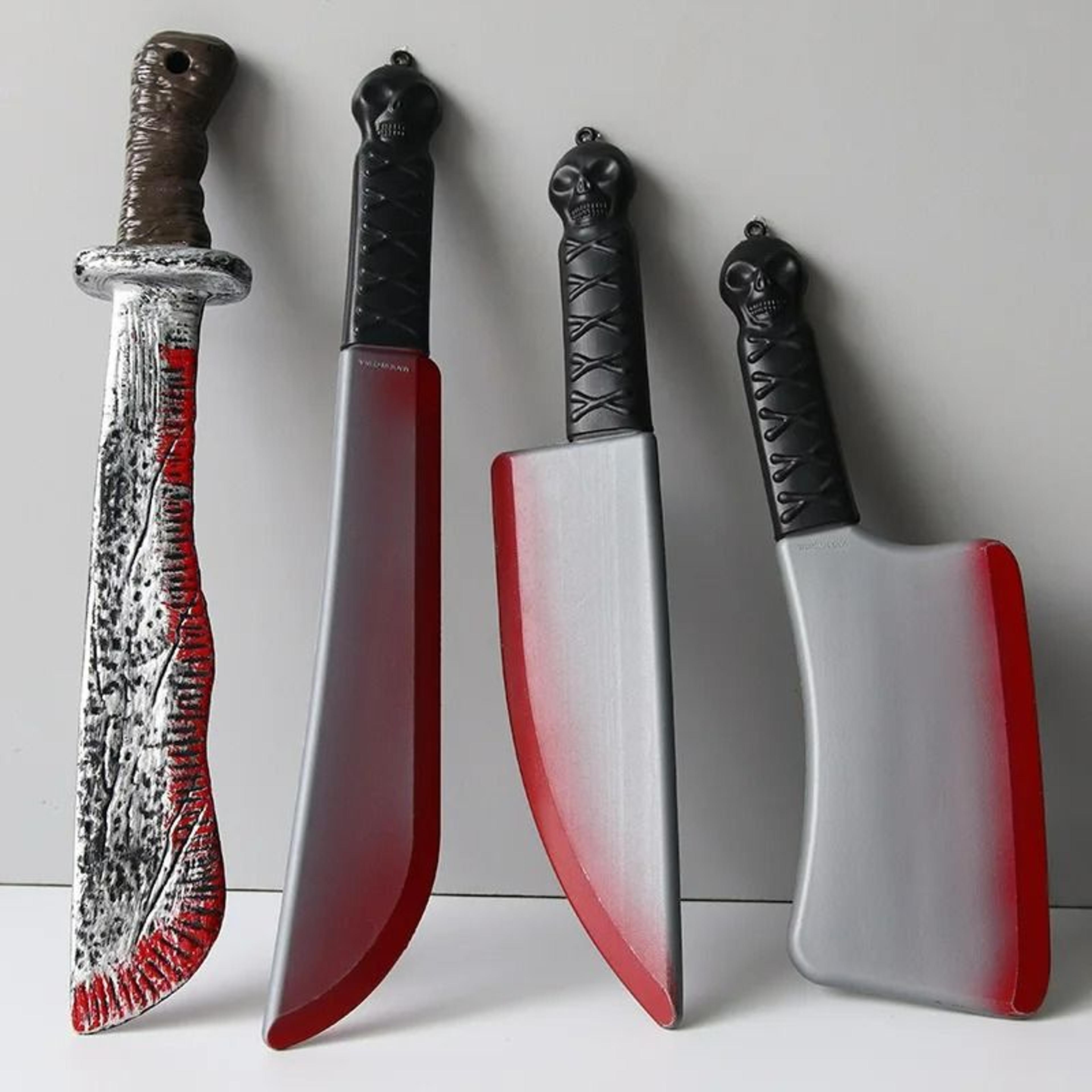 halloween bloody curved knife prop realistic plastic horror decoration