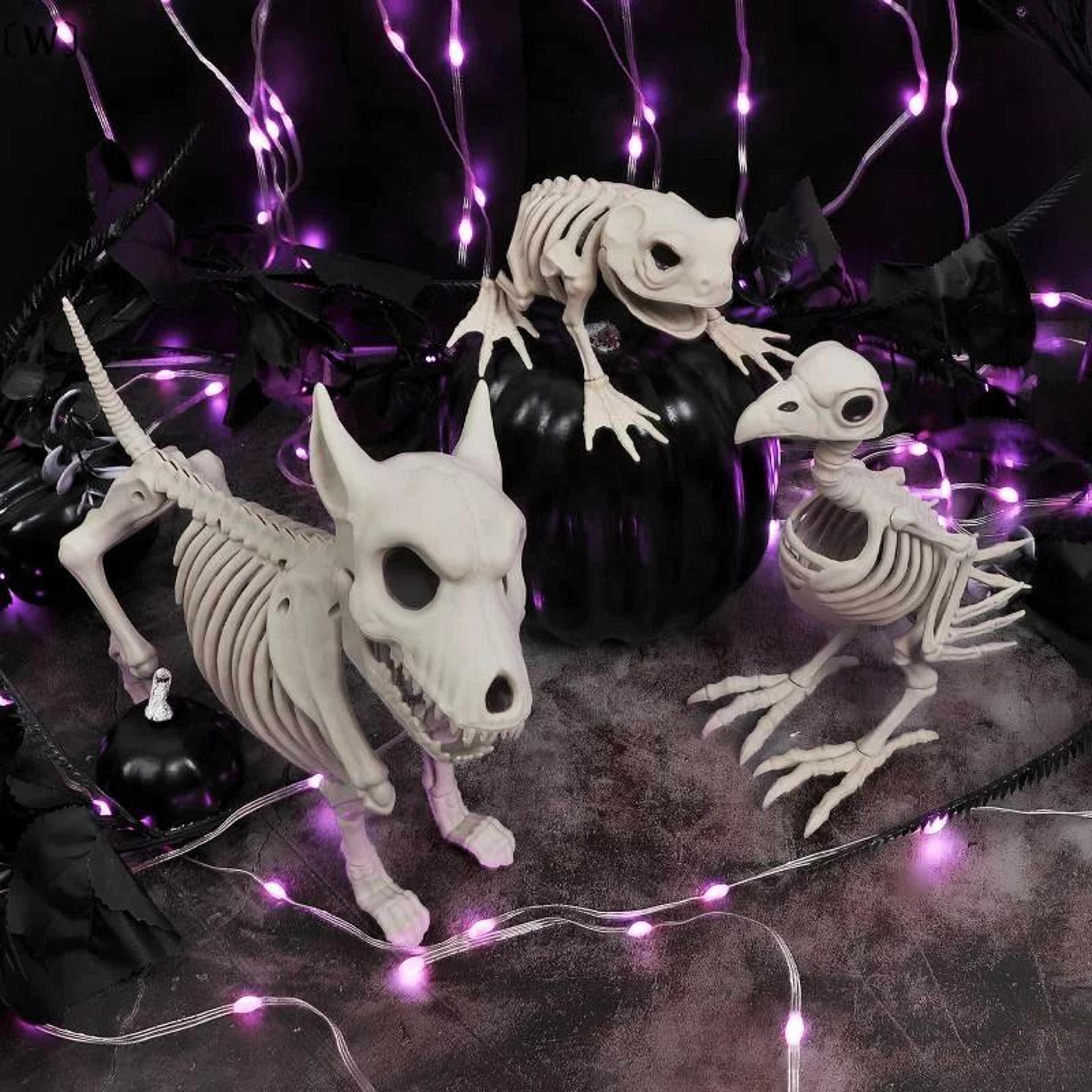 skeleton wolf animal statue halloween haunted garden decor