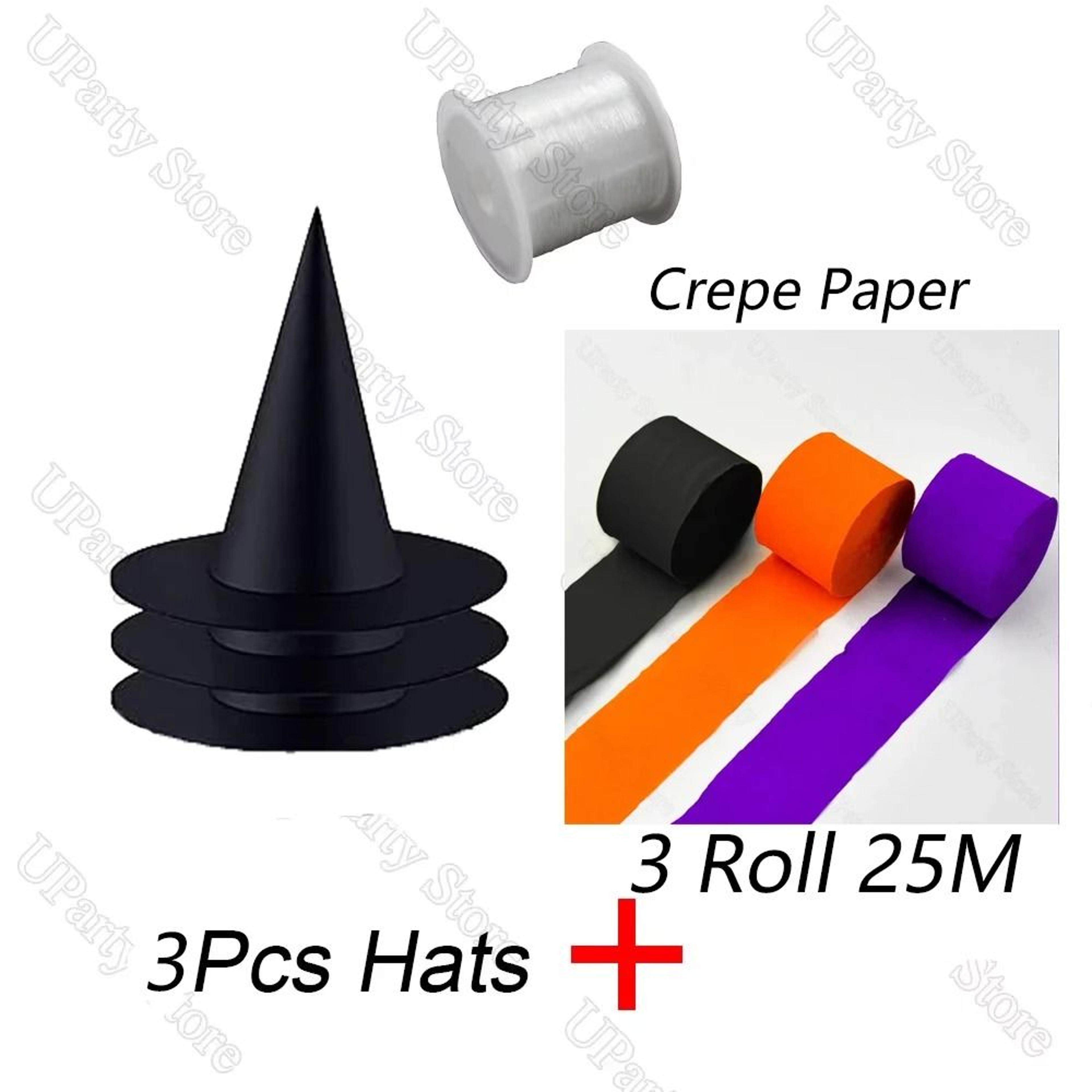 6 or 12 piece hanging black witch hats halloween porch yard decor