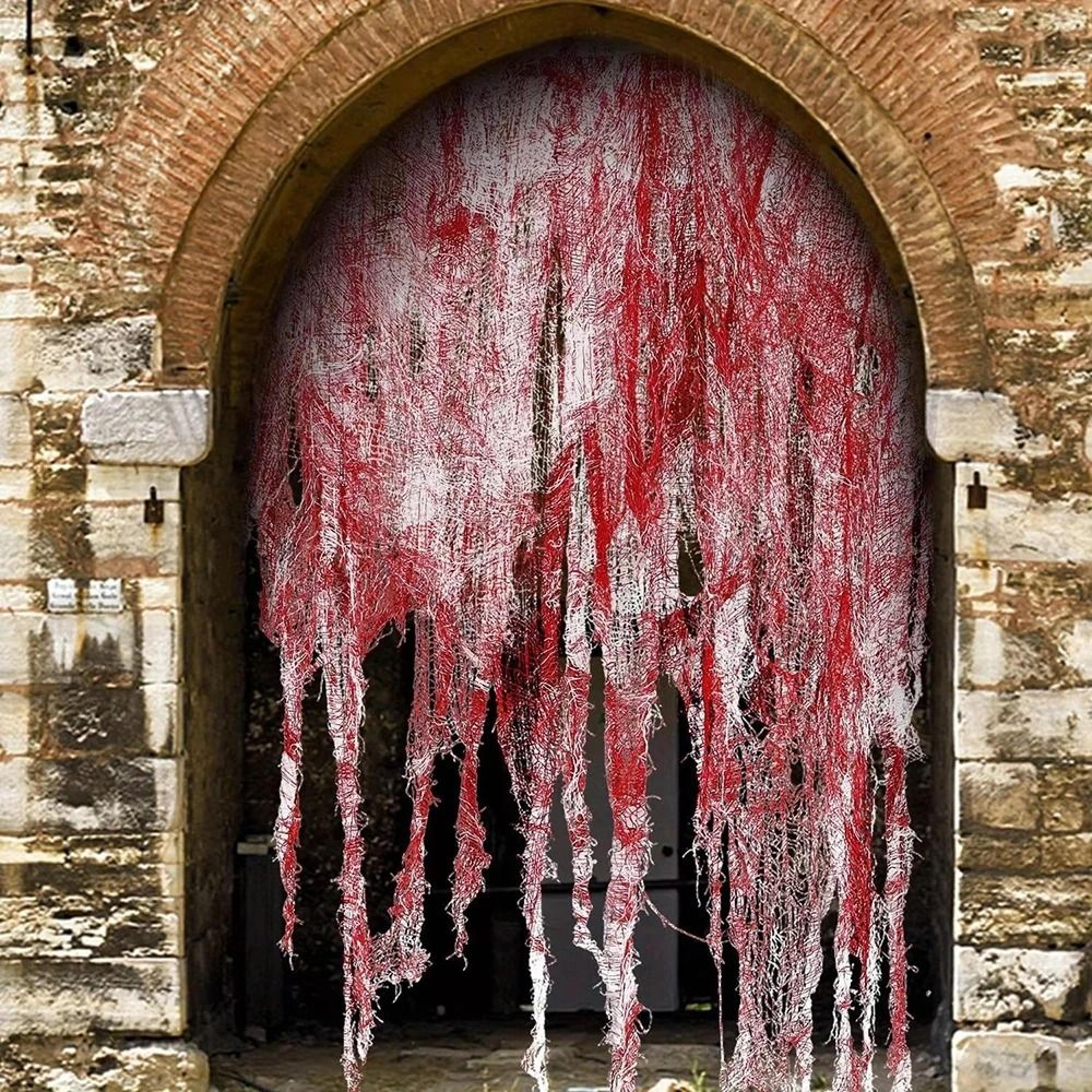bloody halloween gauze cloth creepy haunted house door decoration