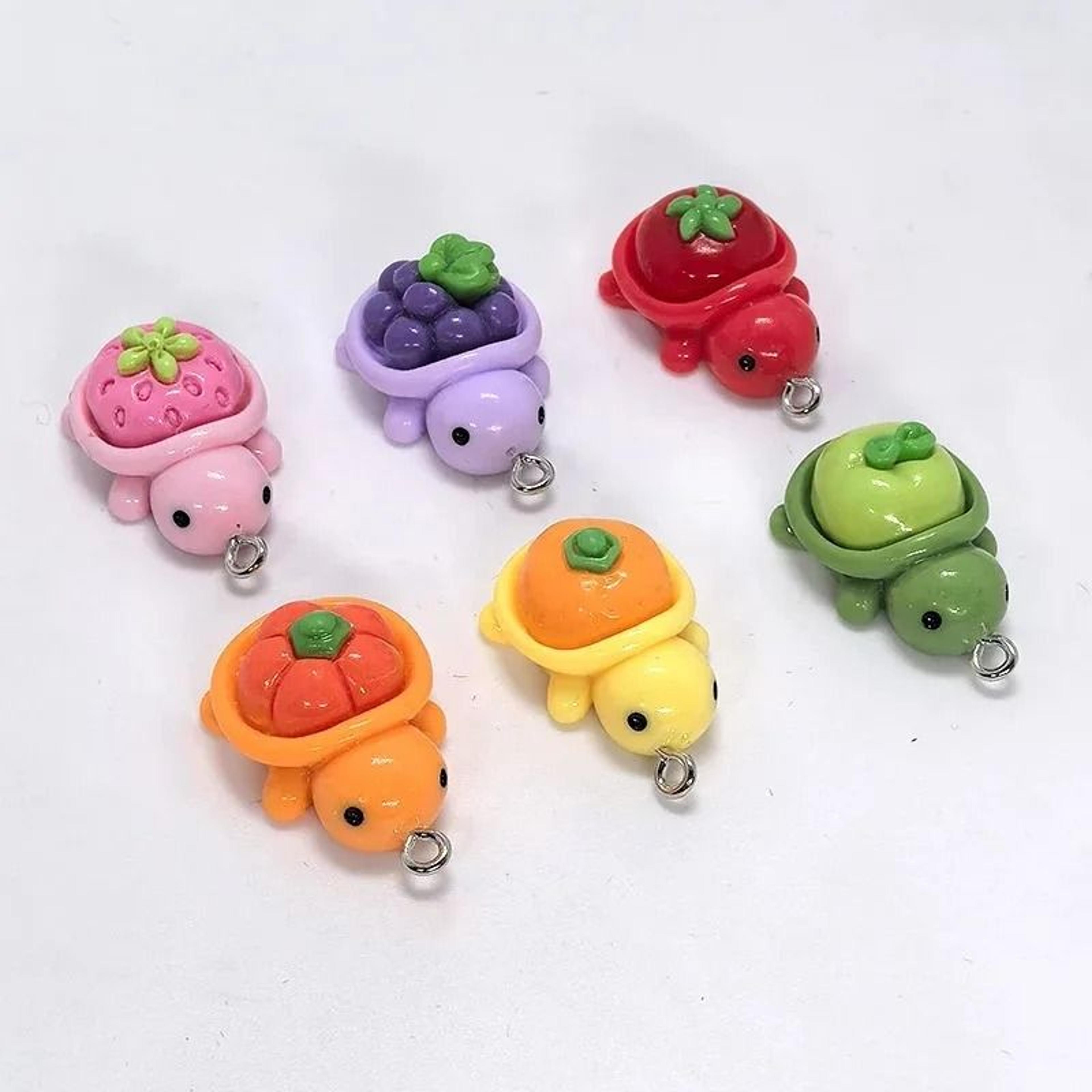 10pcs kawaii fruit turtle charms 3d resin pendants for diy jewelry