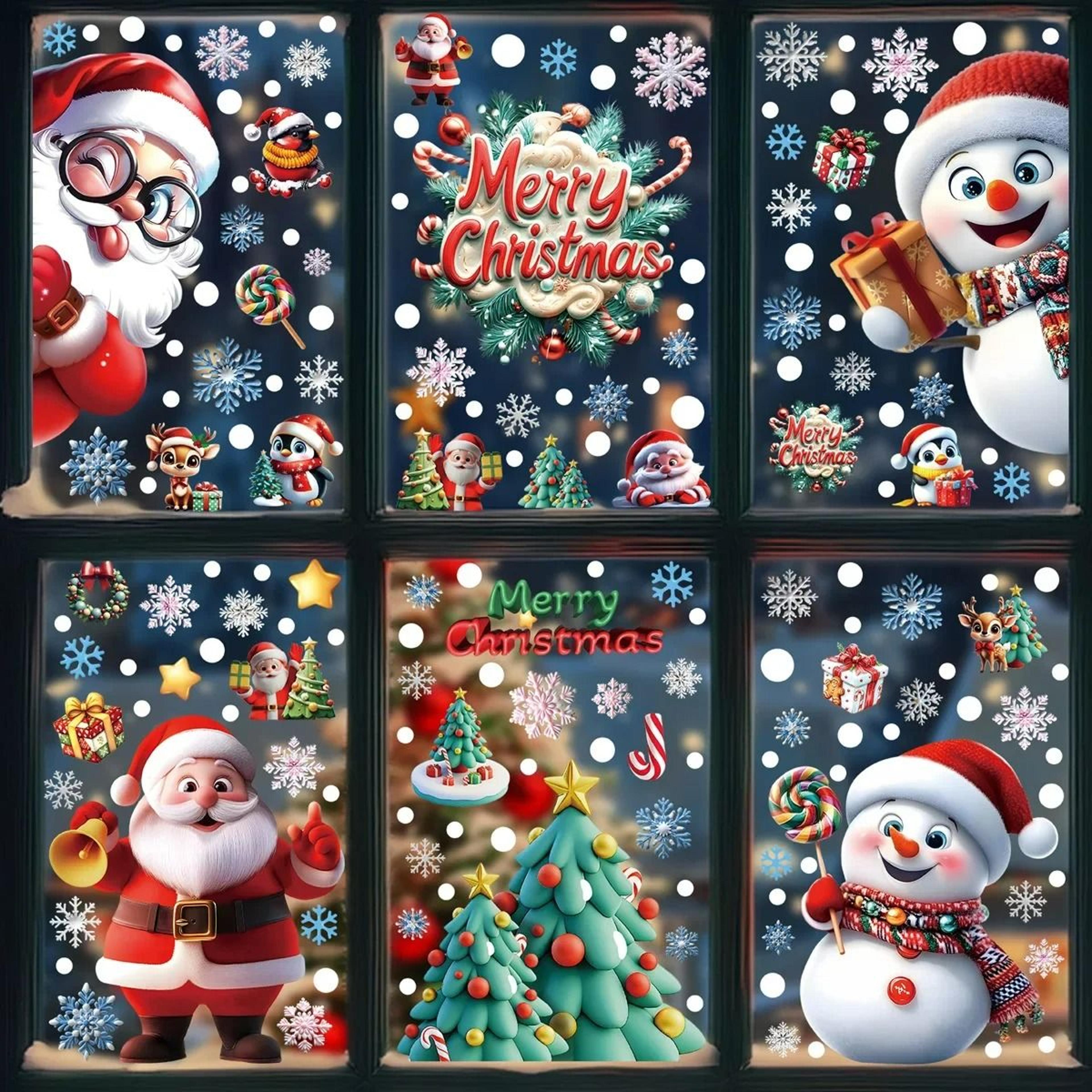 christmas window clings santa snowman gingerbread and snowflake decals