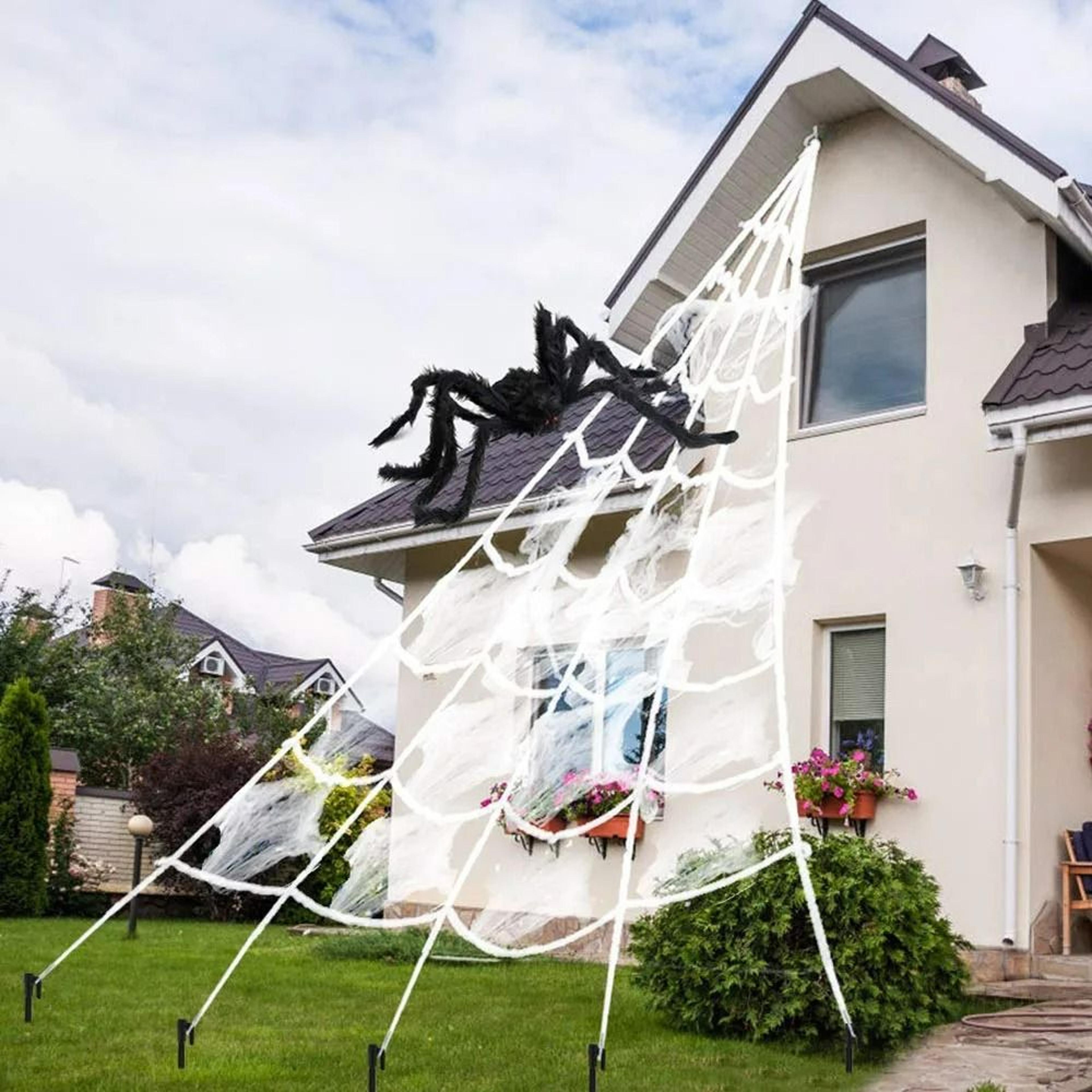 16.40ft giant halloween spider web plush stretchable haunted house decor