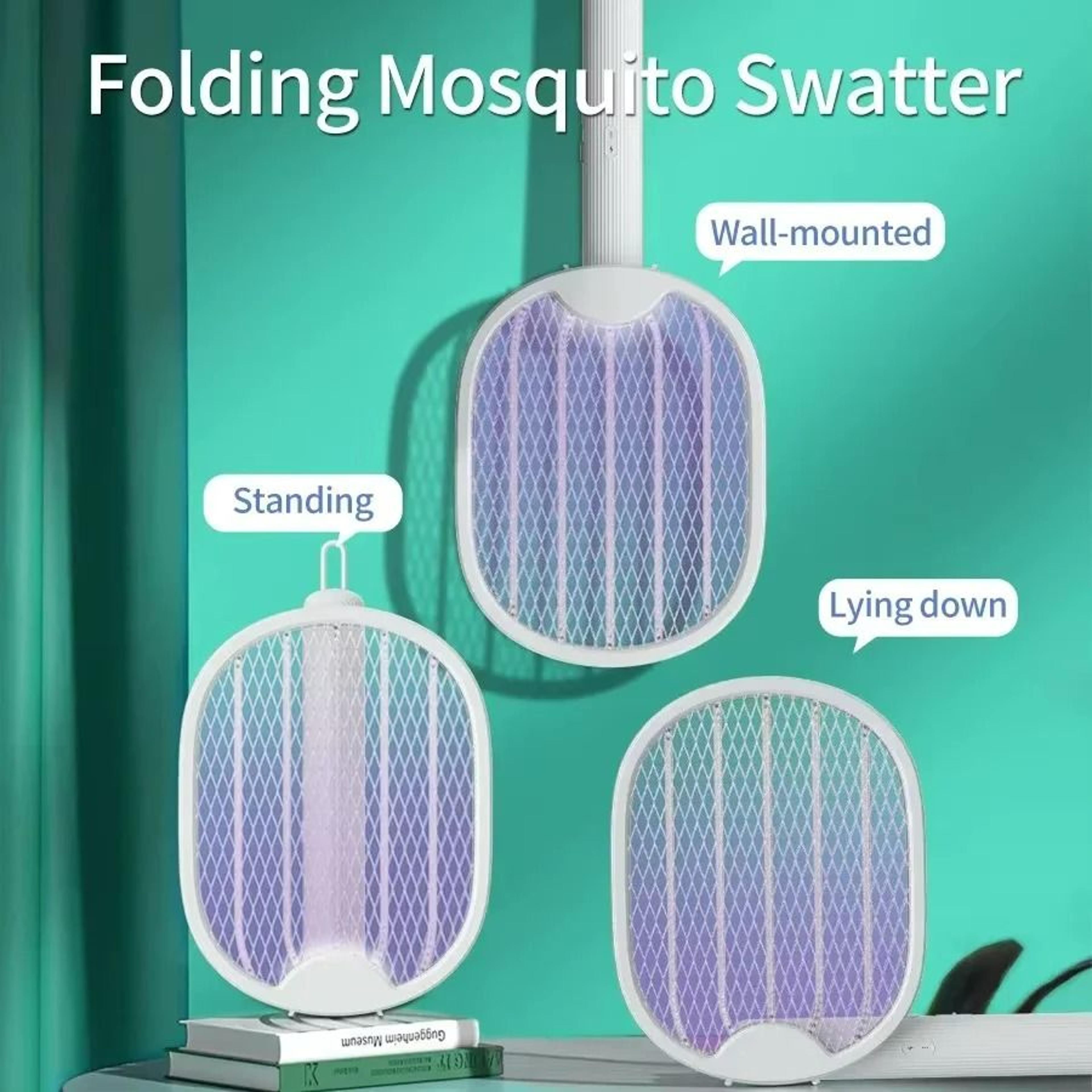 foldable electric mosquito swatter usb rechargeable uv bug zapper racket