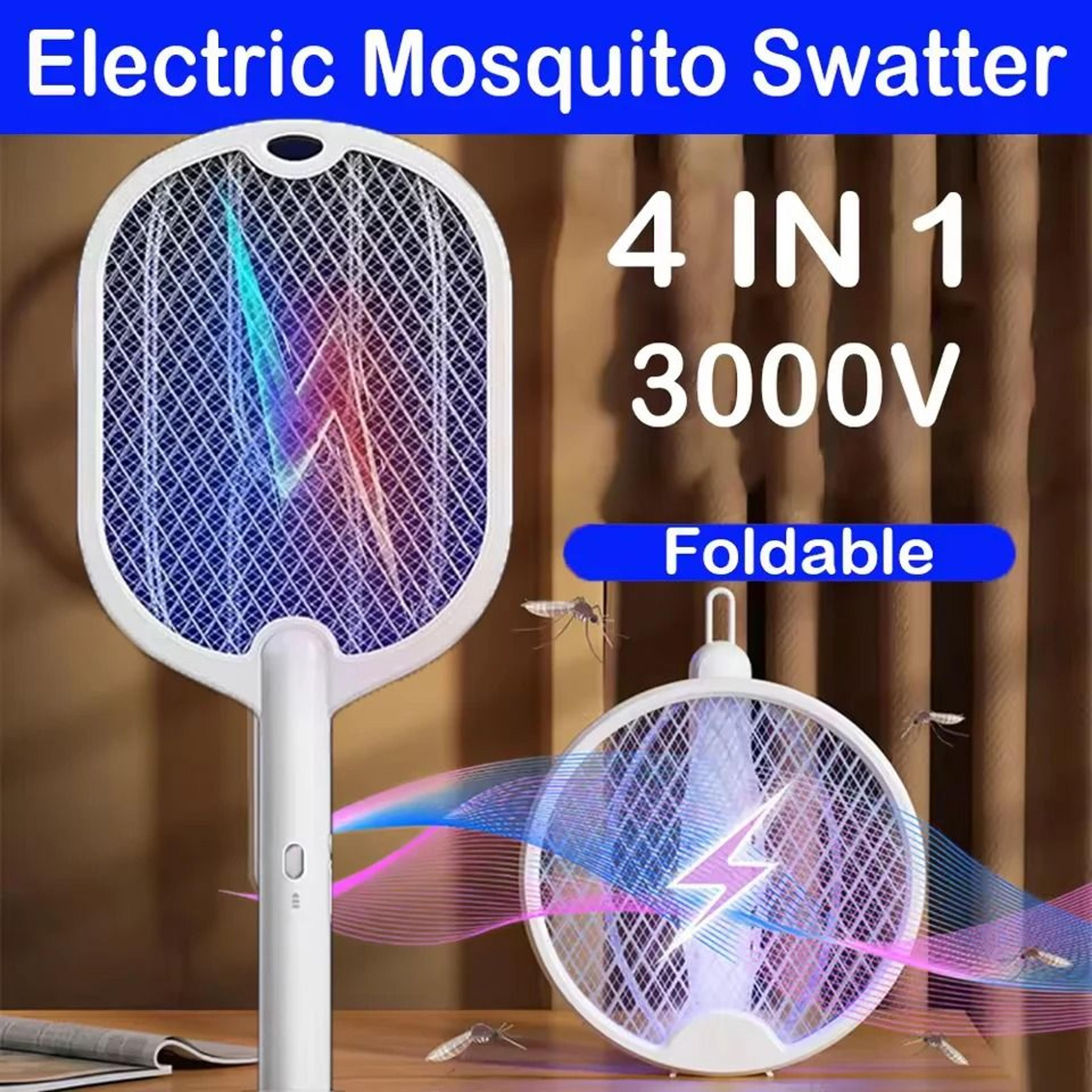 rechargeable electric fly swatter racket with foldable bug zapper design