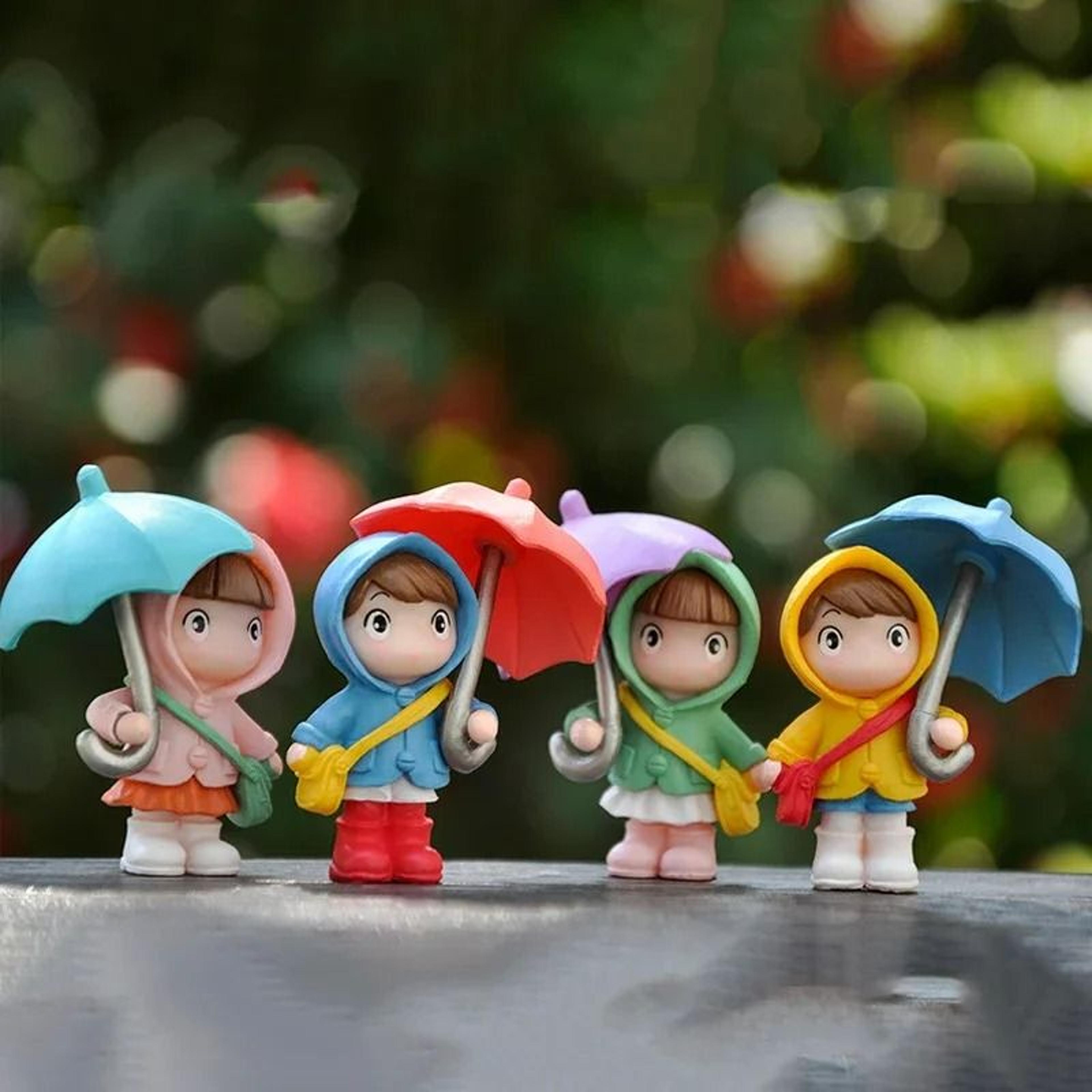 cute umbrella couple car dashboard figurines 4 piece interior decor set