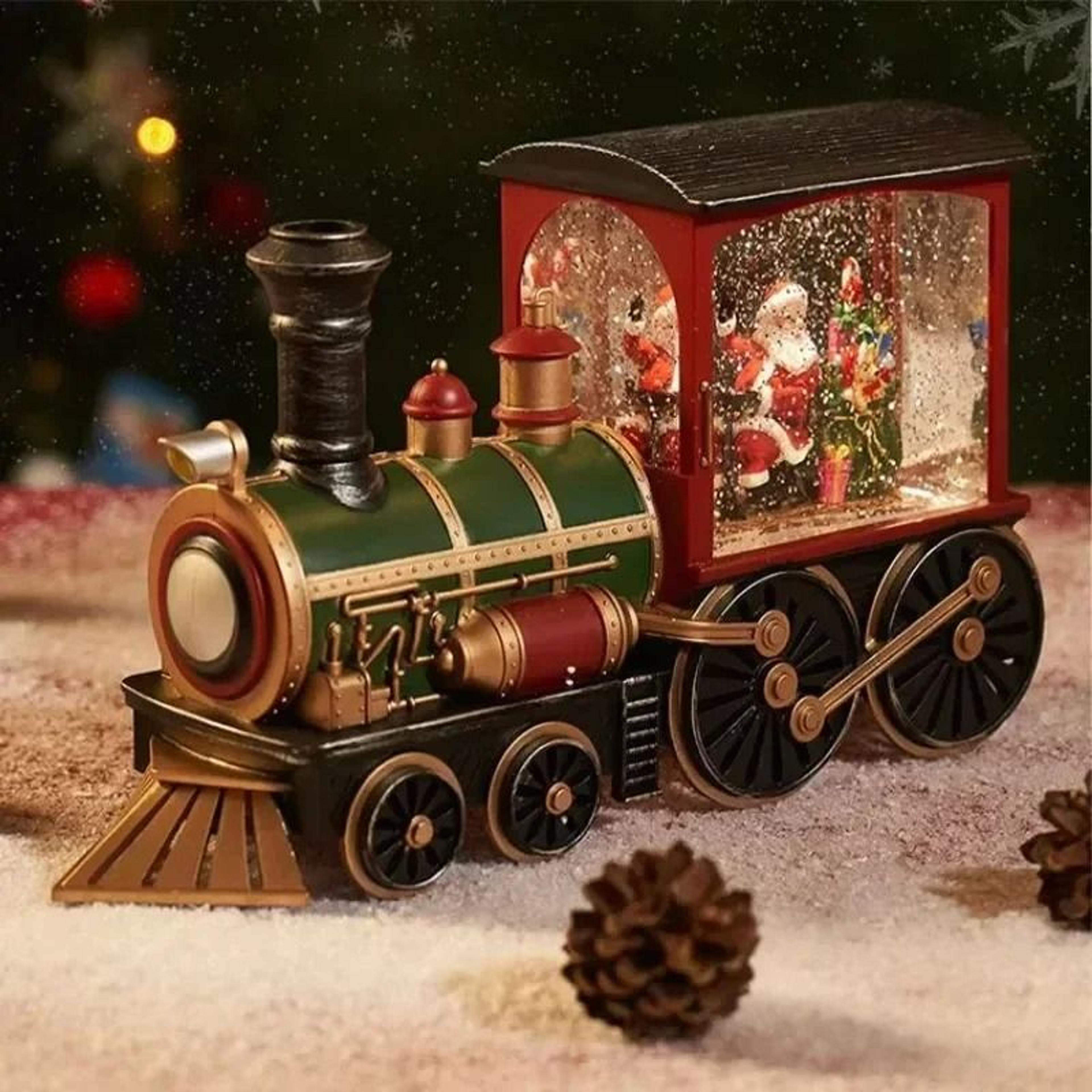 led christmas crystal ball santa train night light holiday decoration