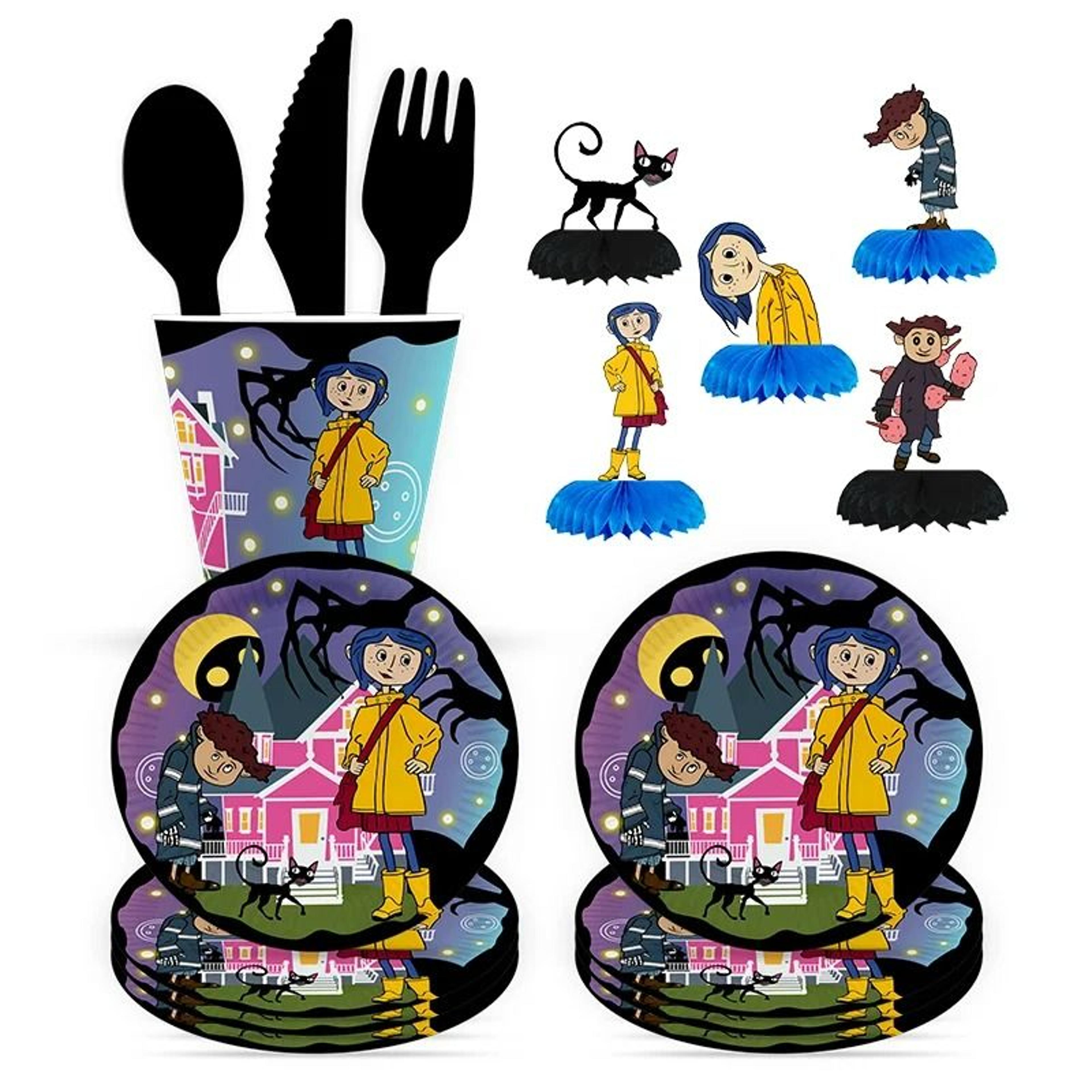 coraline birthday party supplies cartoon girl cake decor and gift box set