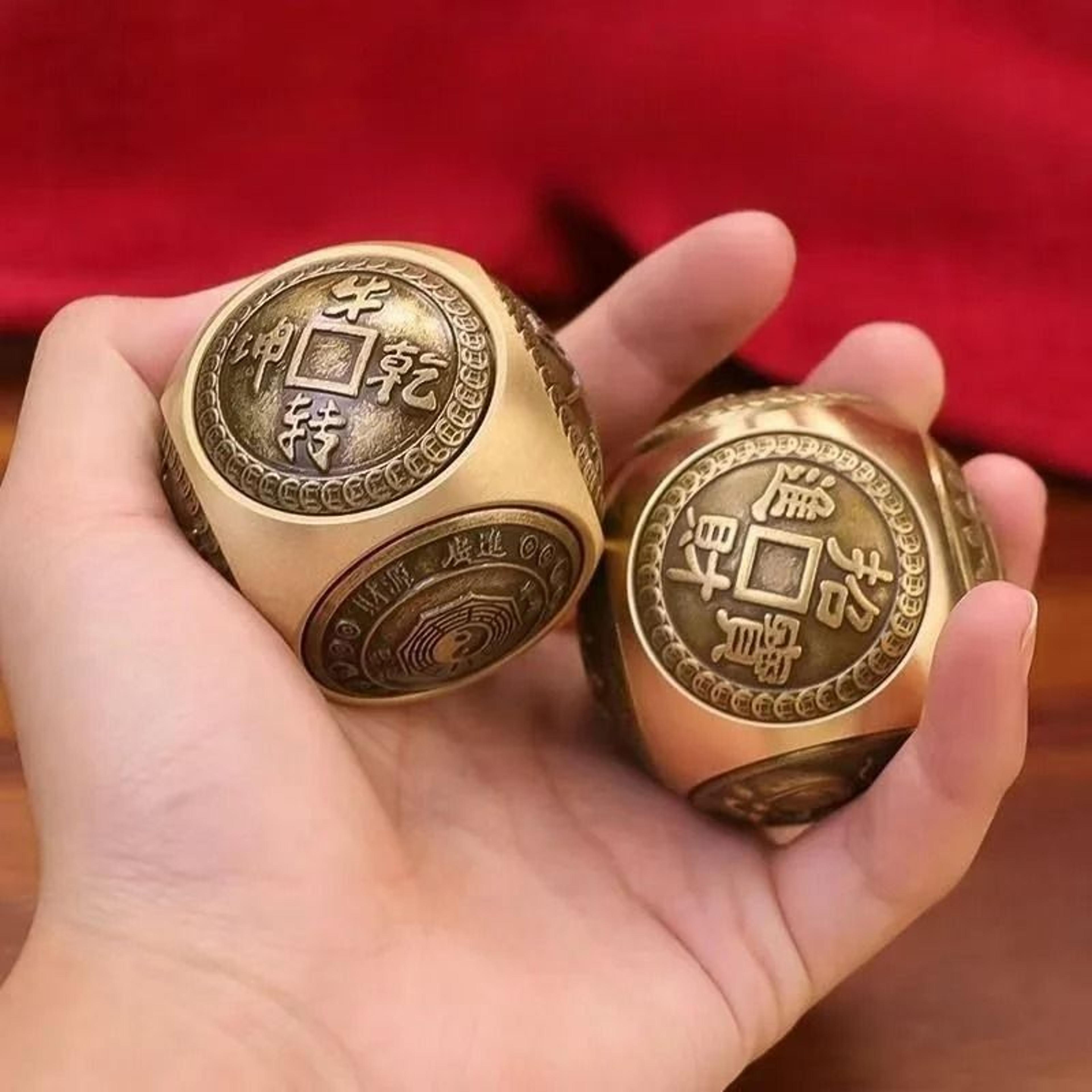 six faced chinese lucky coin spinner copper fidget desk toy