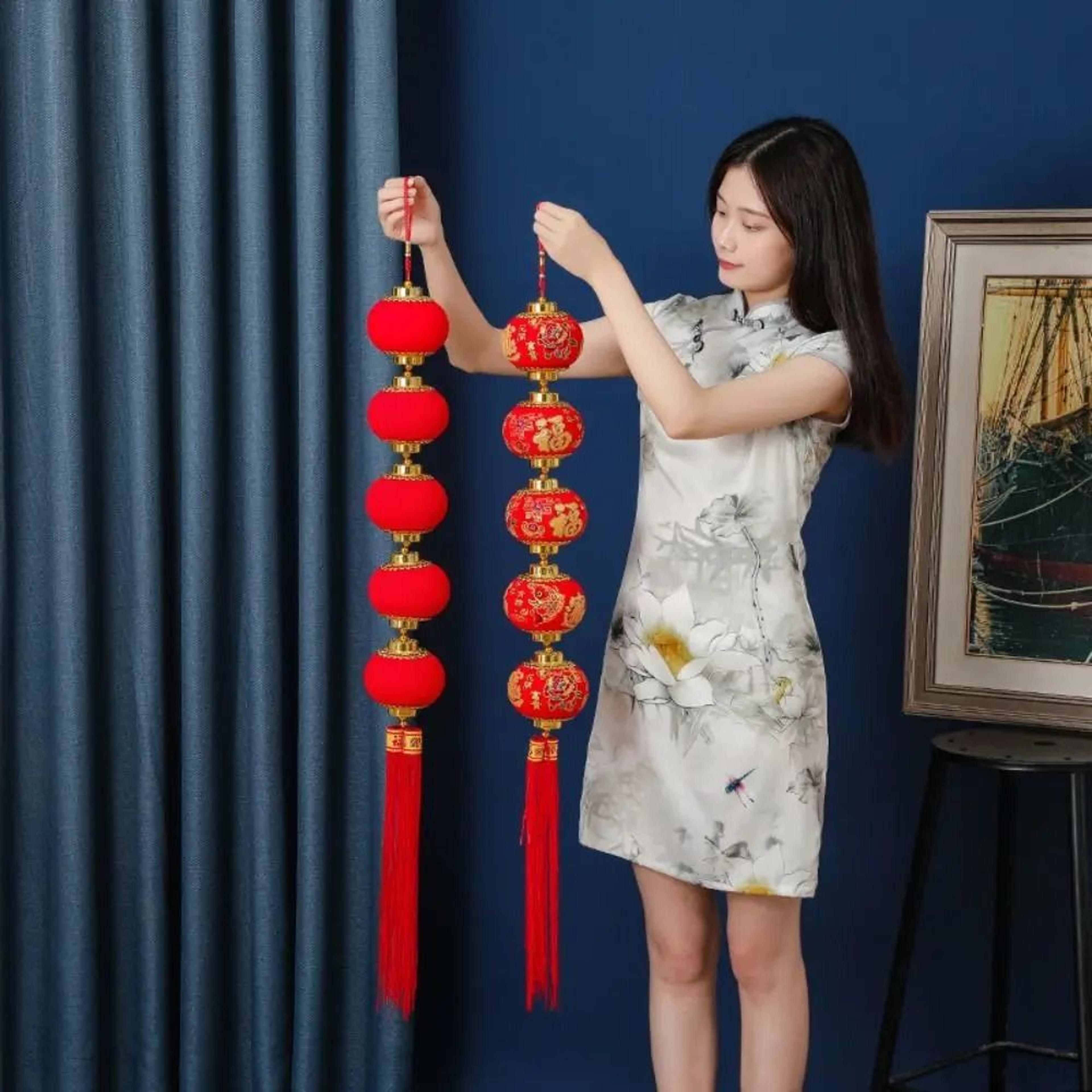 chinese new year lantern string hanging pendant for doors windows and weddings