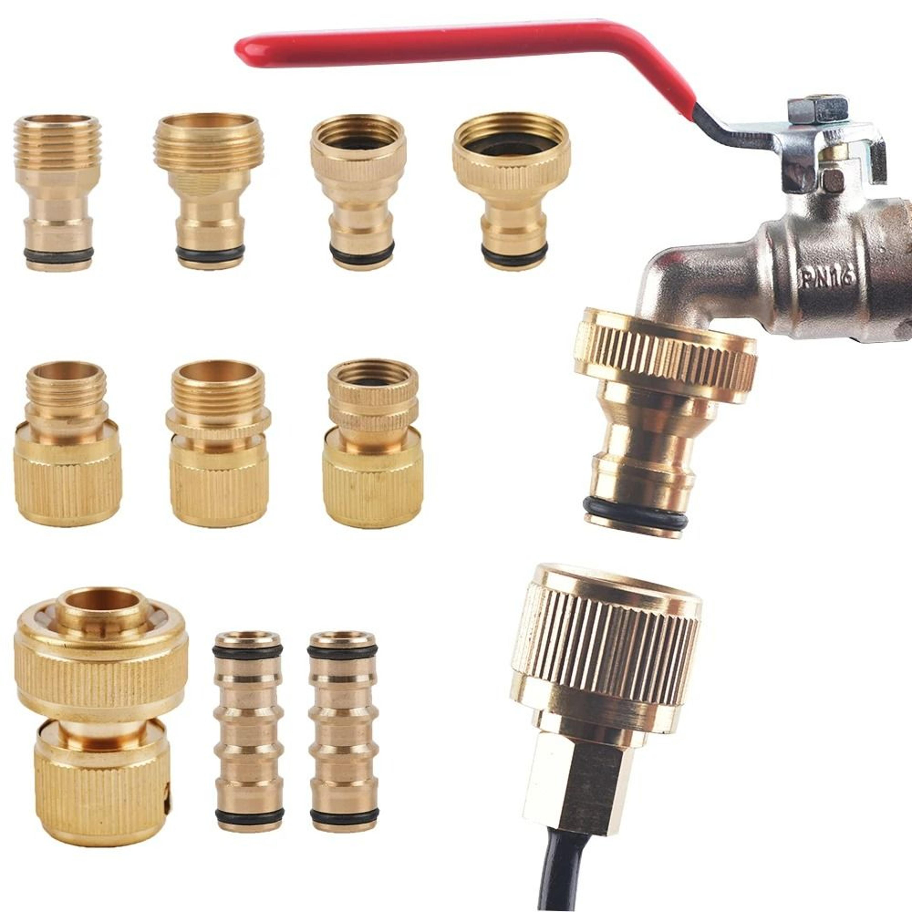 brass garden hose quick connector 1/2 and 3/4in thread irrigation adapter