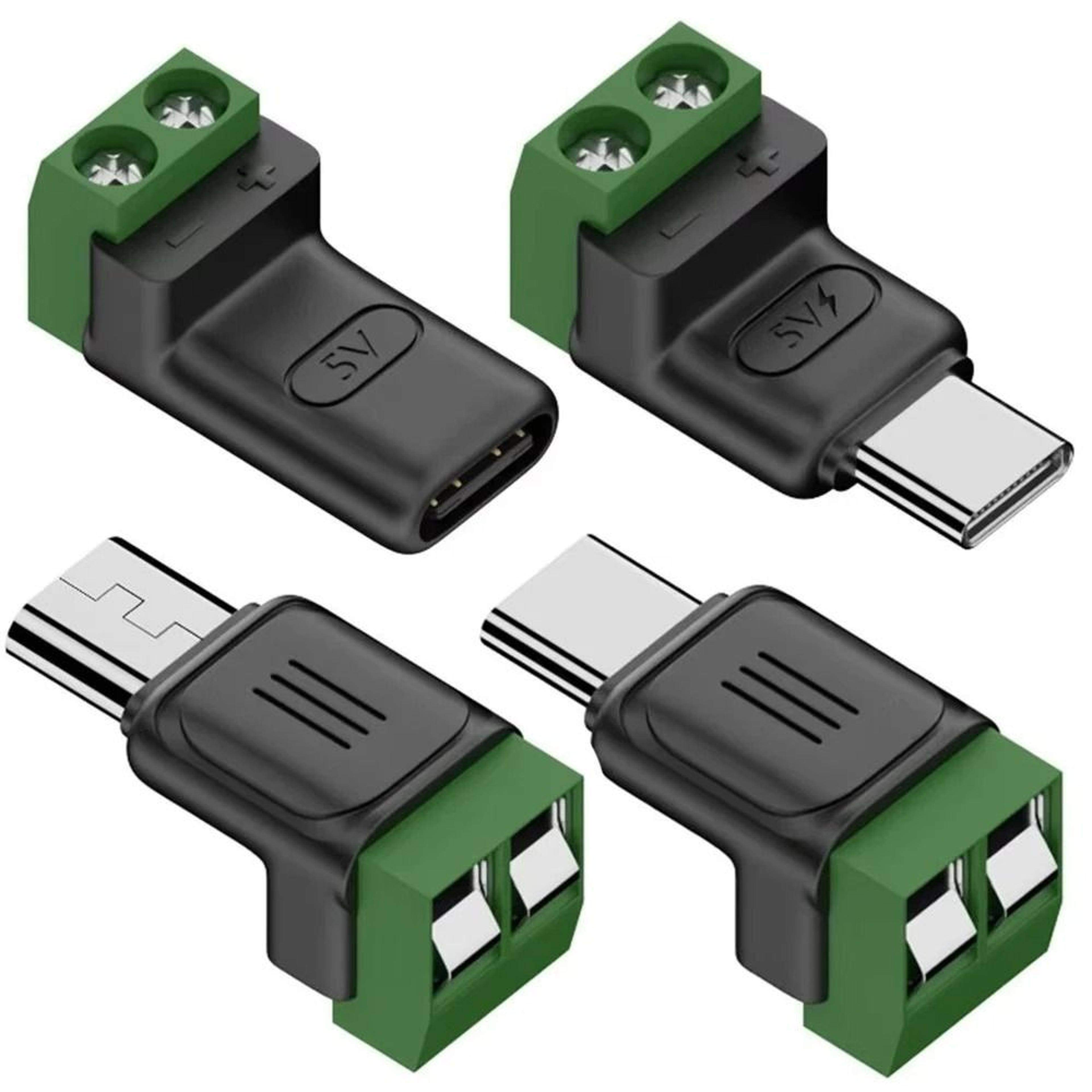 usb c micro usb to 2 pin screw terminal solderless connector
