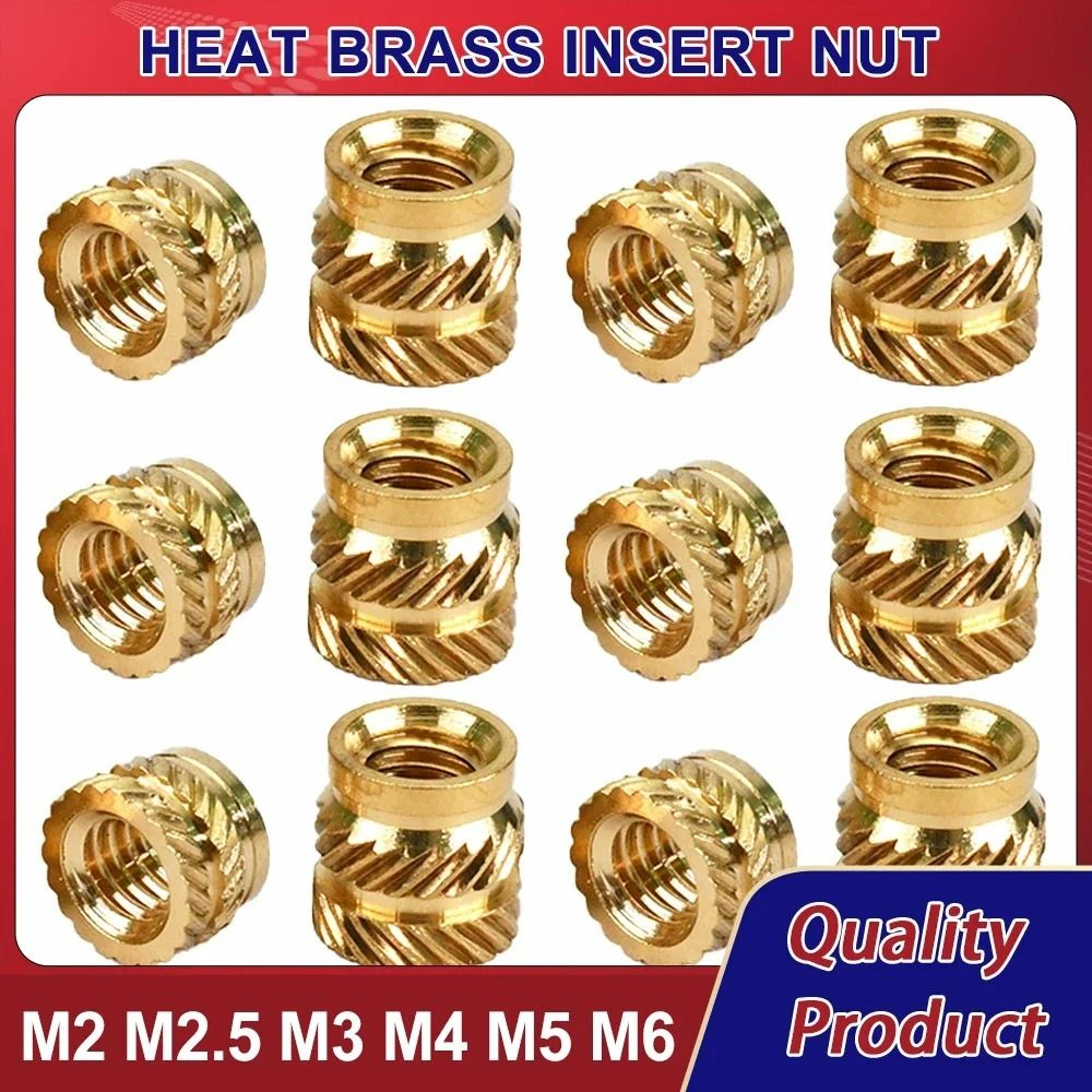 brass heat set threaded insert nuts for 3d printing and plastic