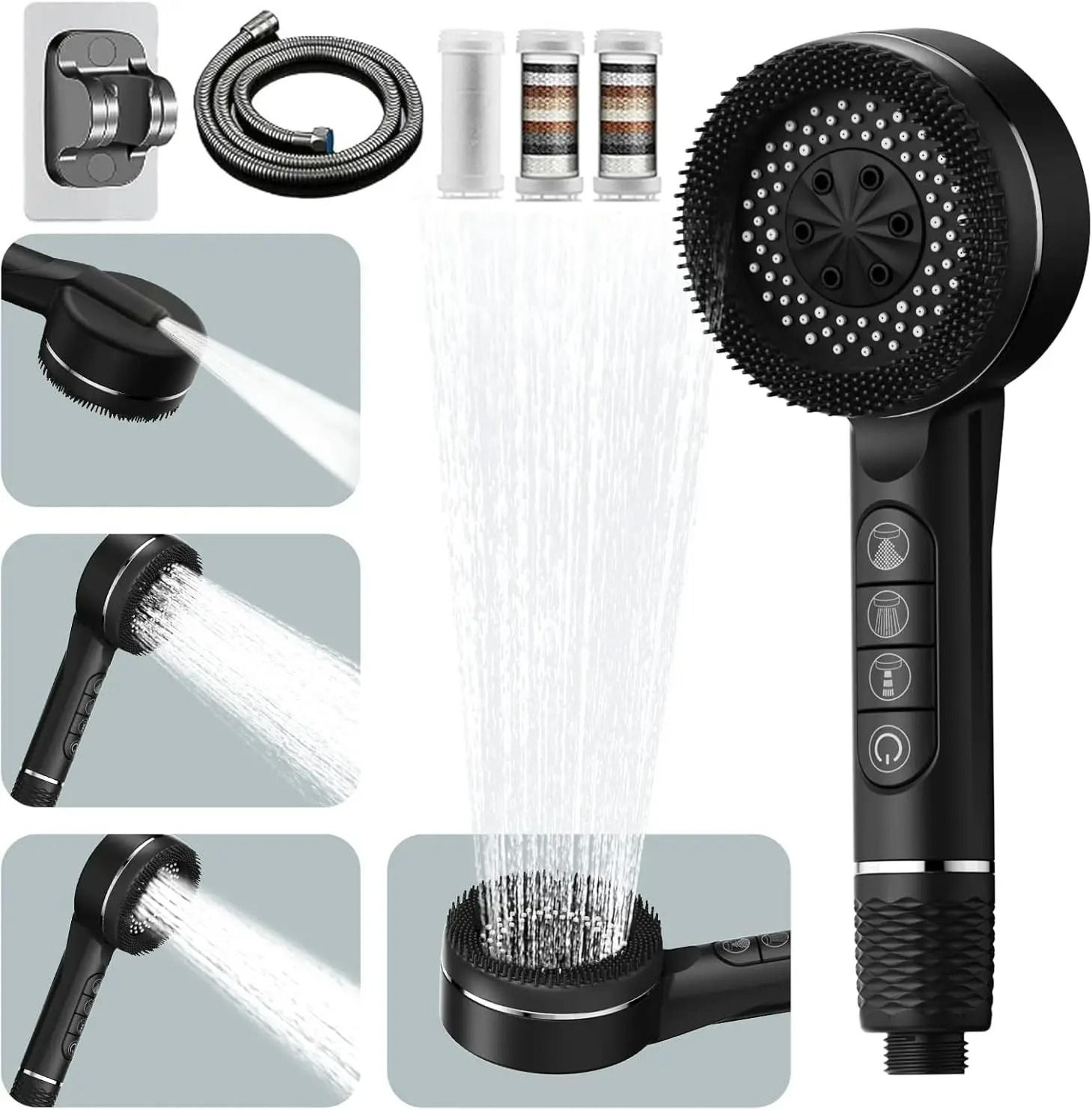 filtered high pressure shower head with 4 spray modes and water stop