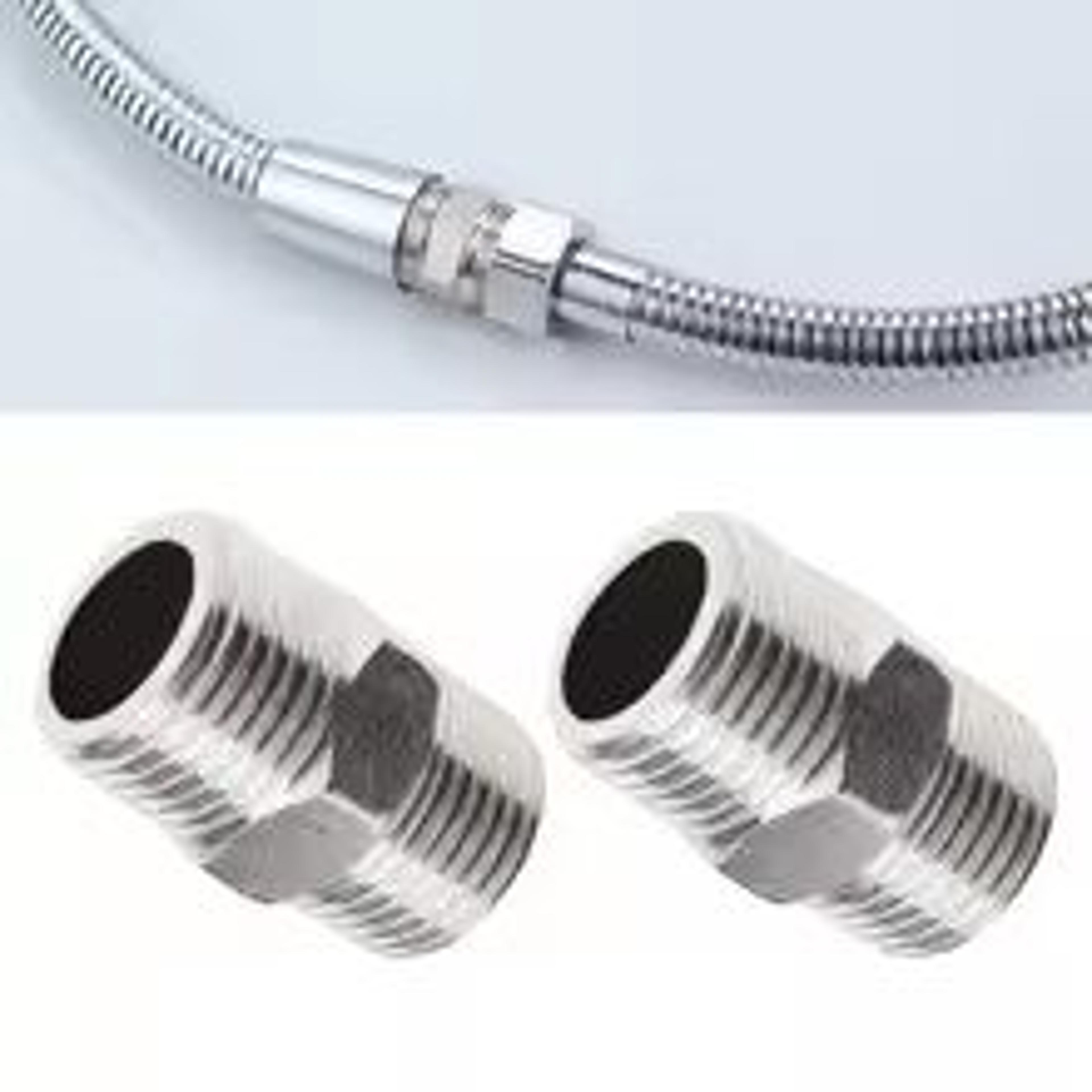 2 piece universal shower hose extension set for bathroom rv and outdoor showers