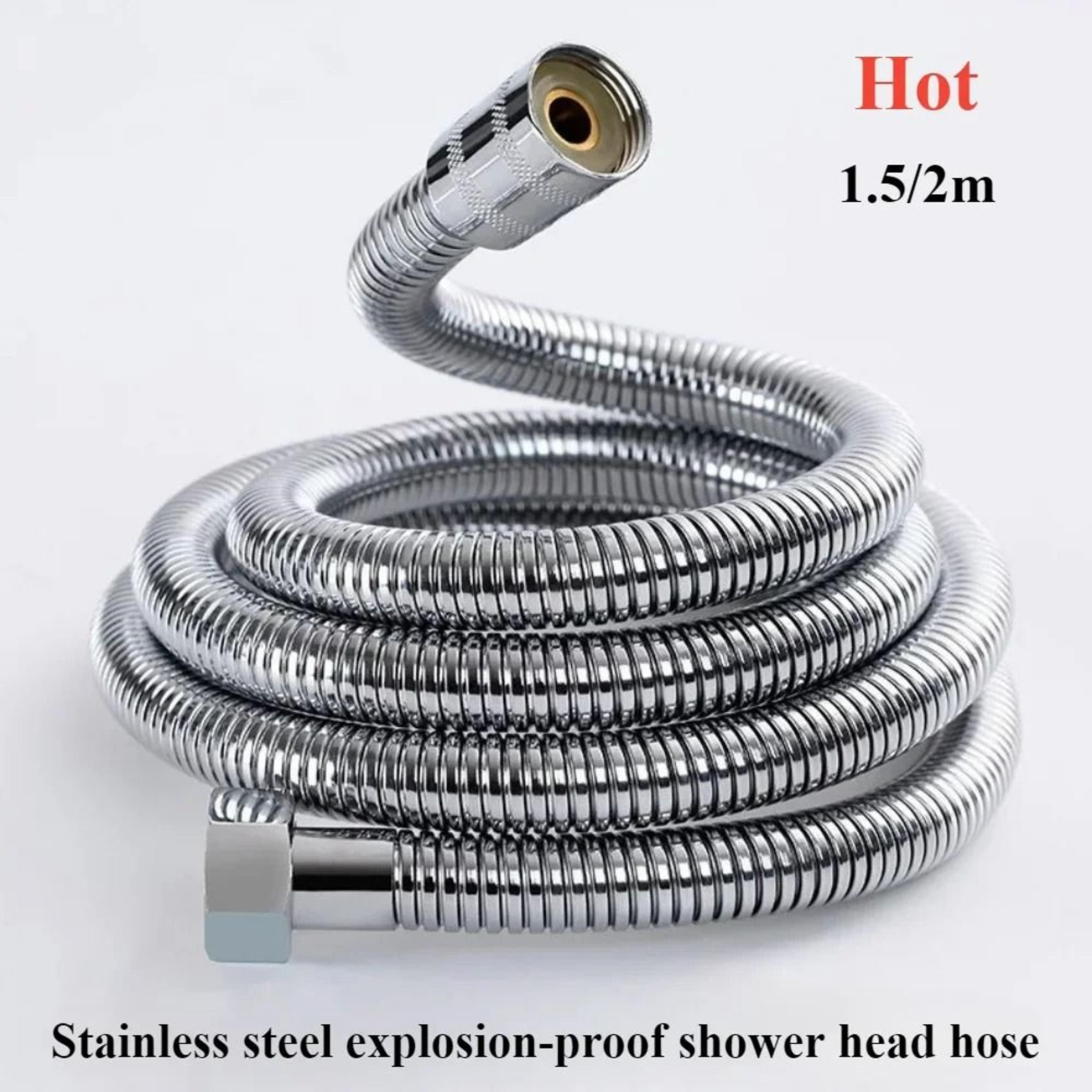stainless steel flexible shower hose extension in black or silver