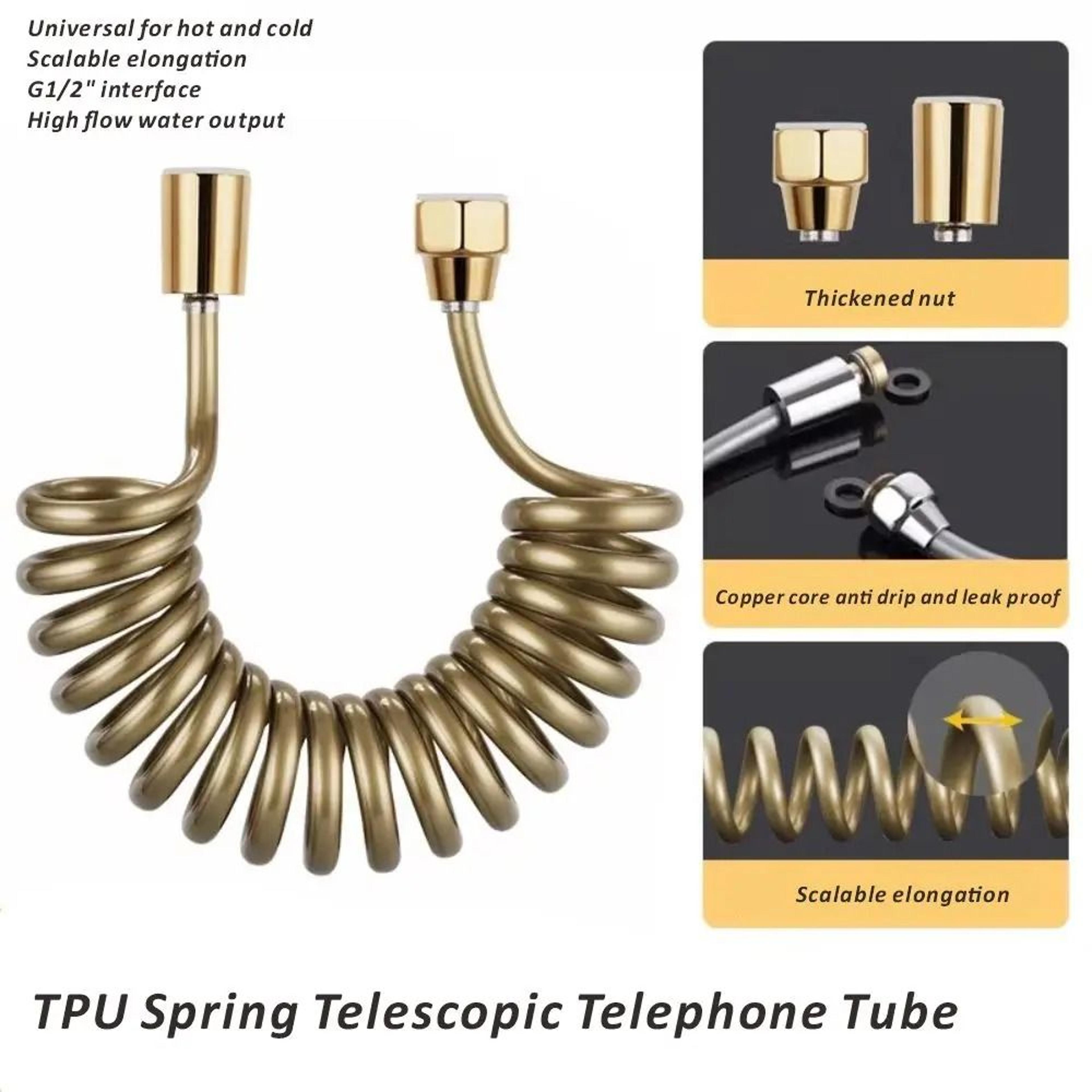 gold retractable spring shower hose for bidet sprayer and bathroom plumbing
