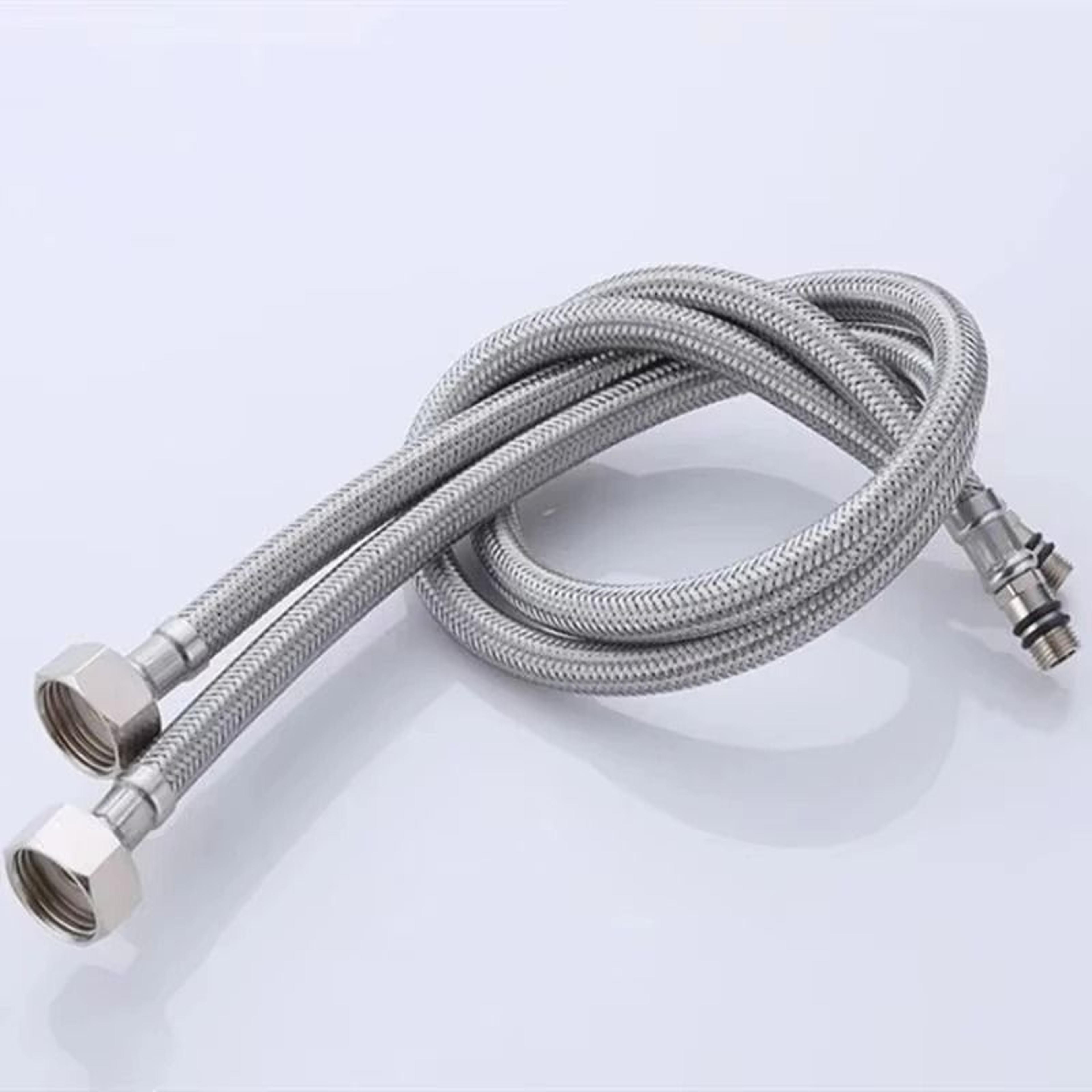 stainless steel flexible water supply hoses for kitchen and bathroom faucets 2 piece set