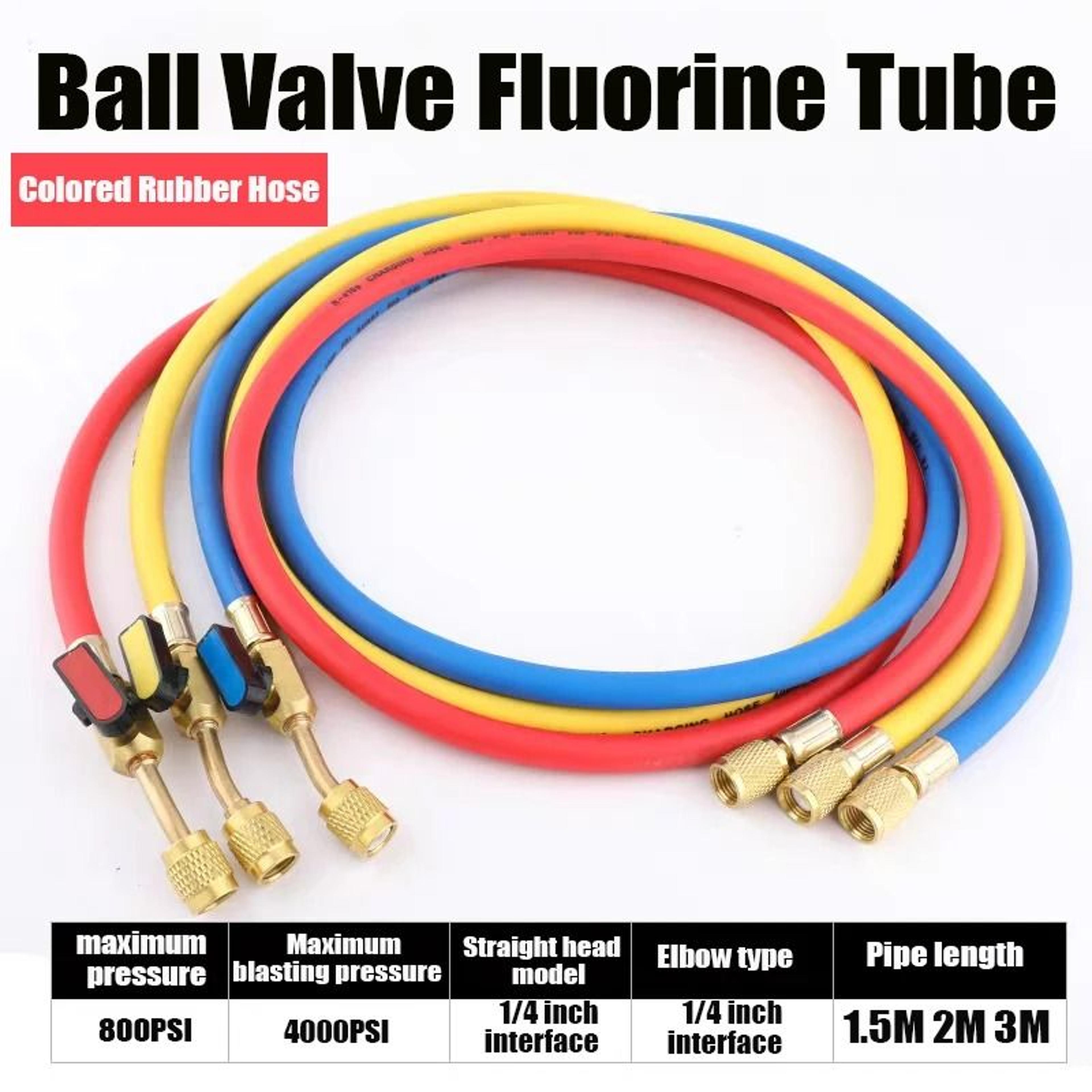 refrigerant charging hose with ball valve for r410a r22 r32 r134a ac systems