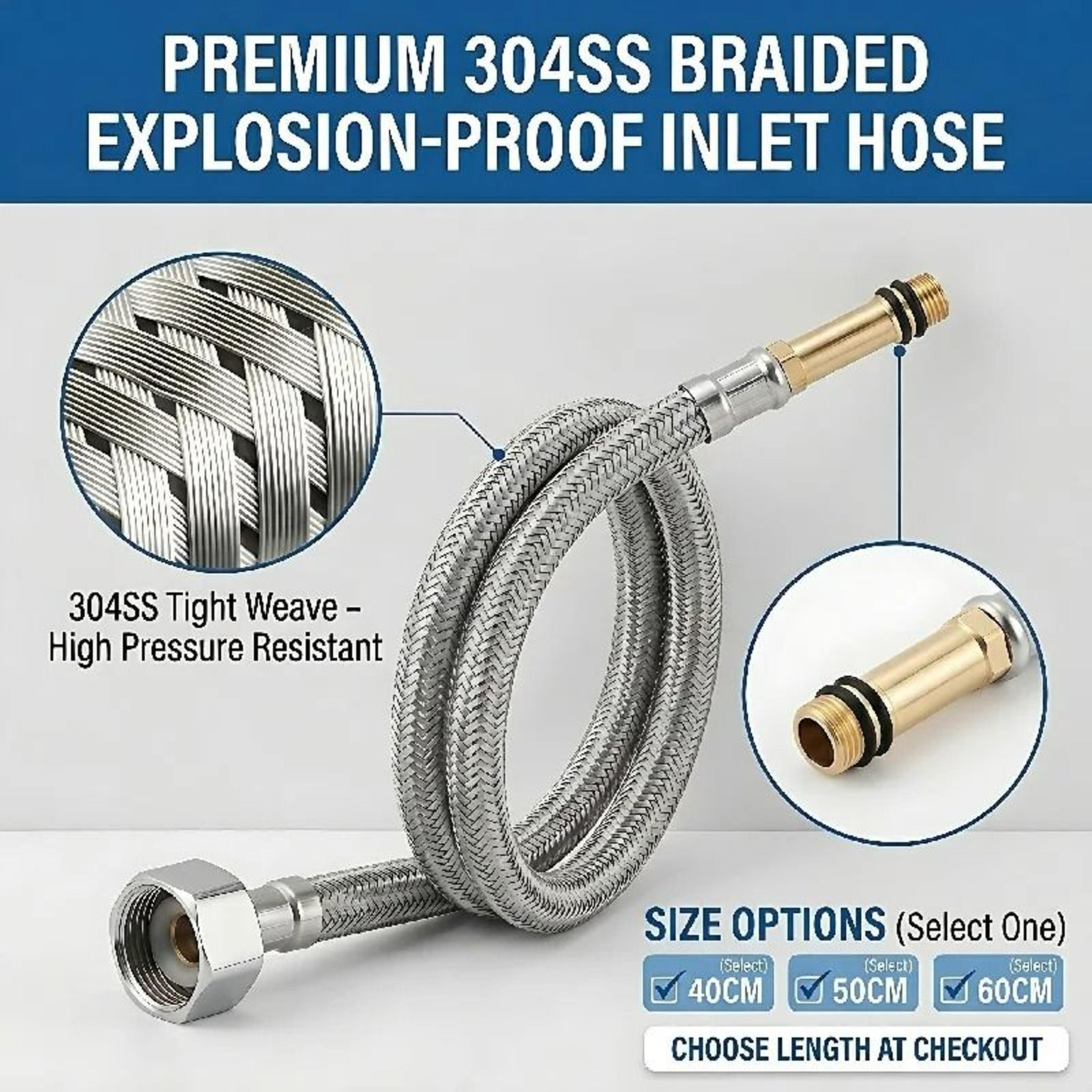 304 stainless steel braided faucet supply hose flexible water connector