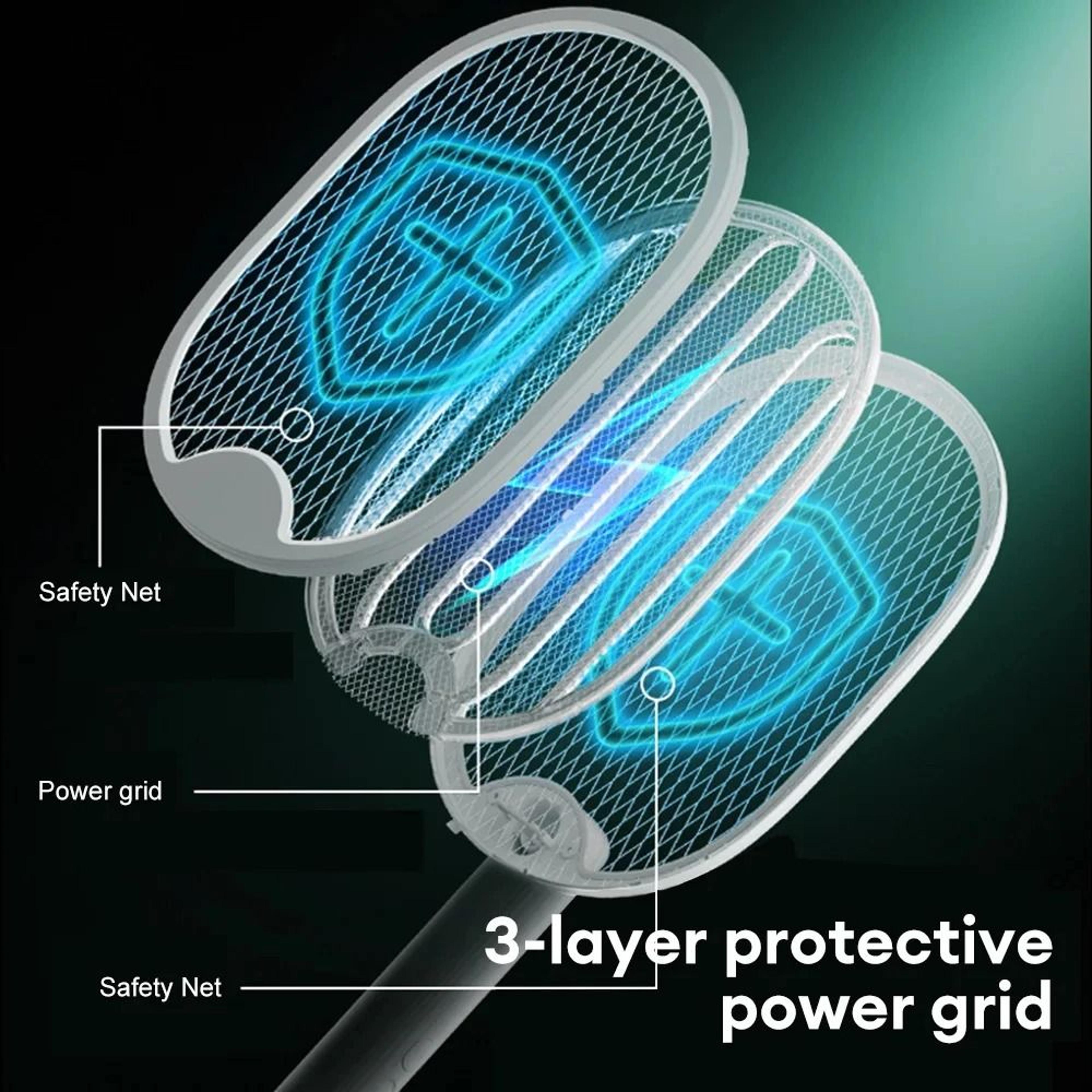 foldable usb rechargeable mosquito racket with uv light bug zapper
