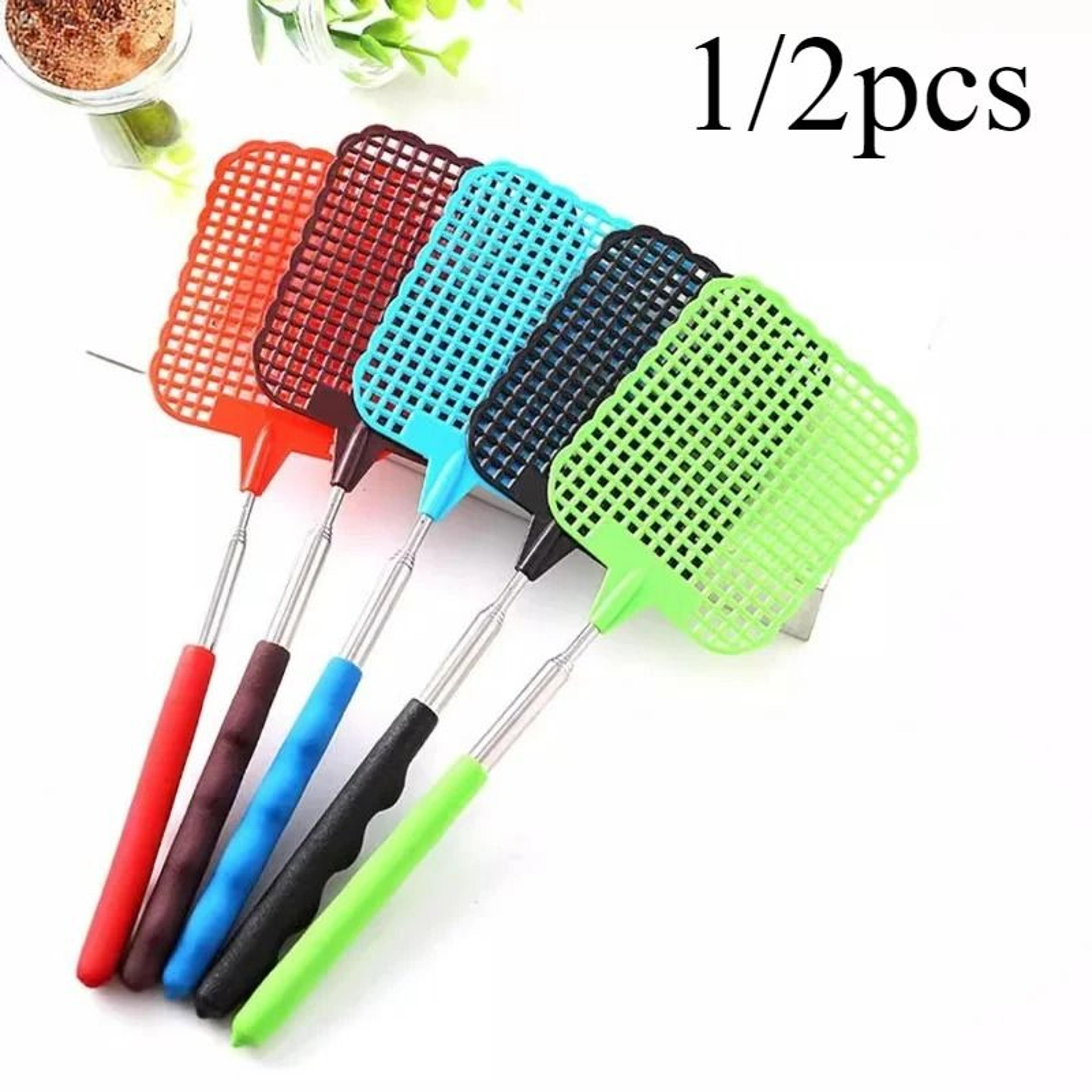 mini retractable fly swatter with stainless steel non slip handle