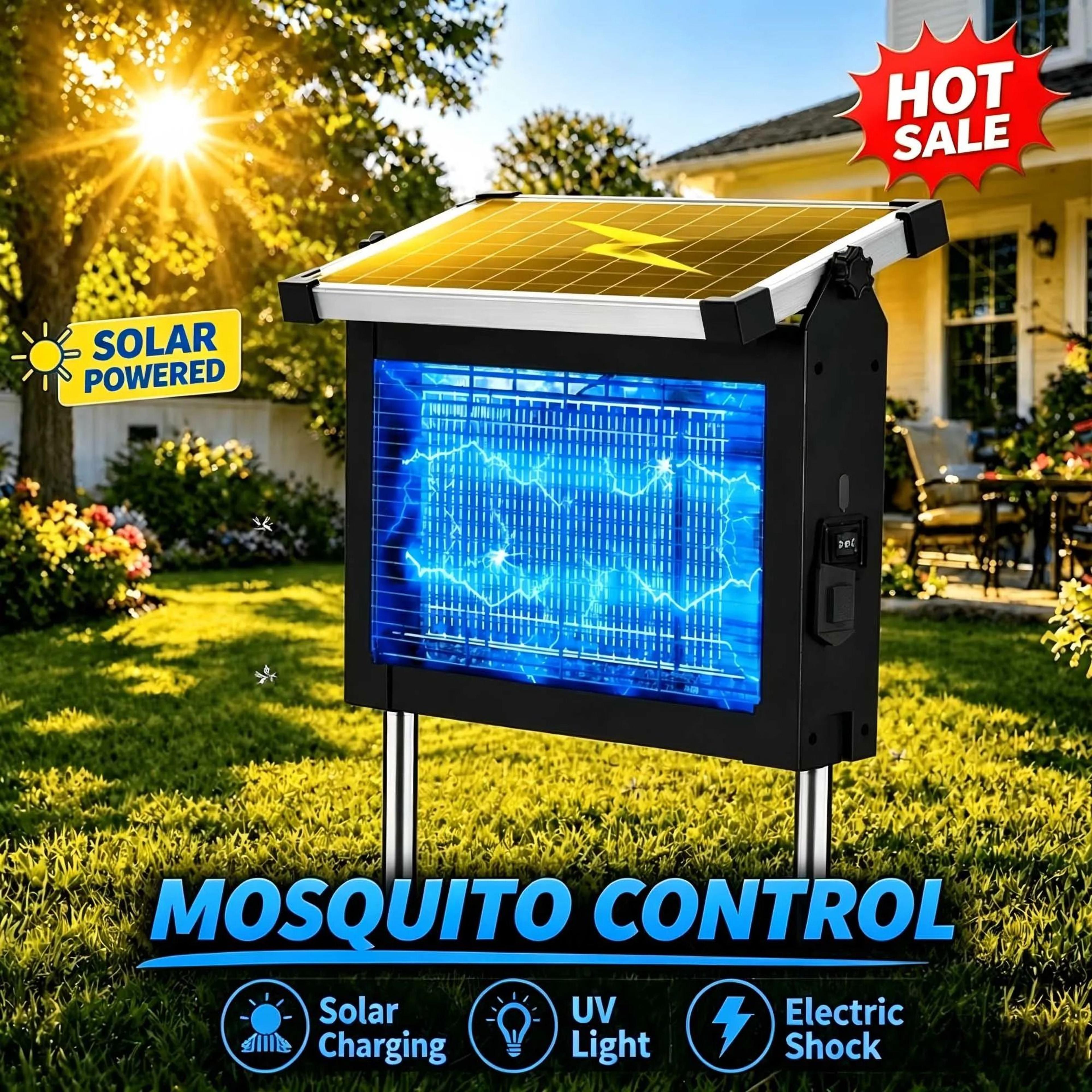 solar outdoor bug zapper 4500v waterproof mosquito and fly trap