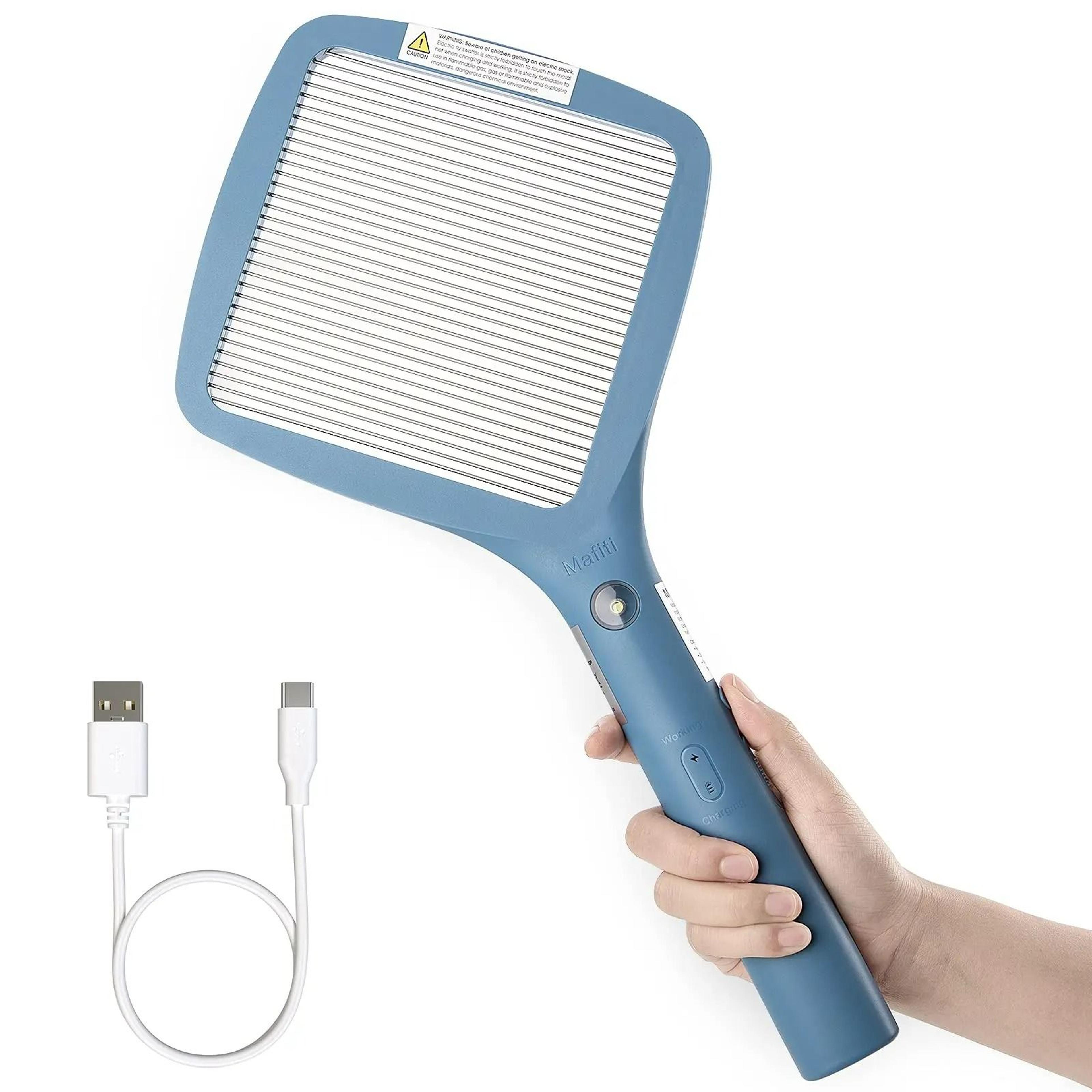 rechargeable electric fly swatter mosquito zapper racket for indoor outdoor use