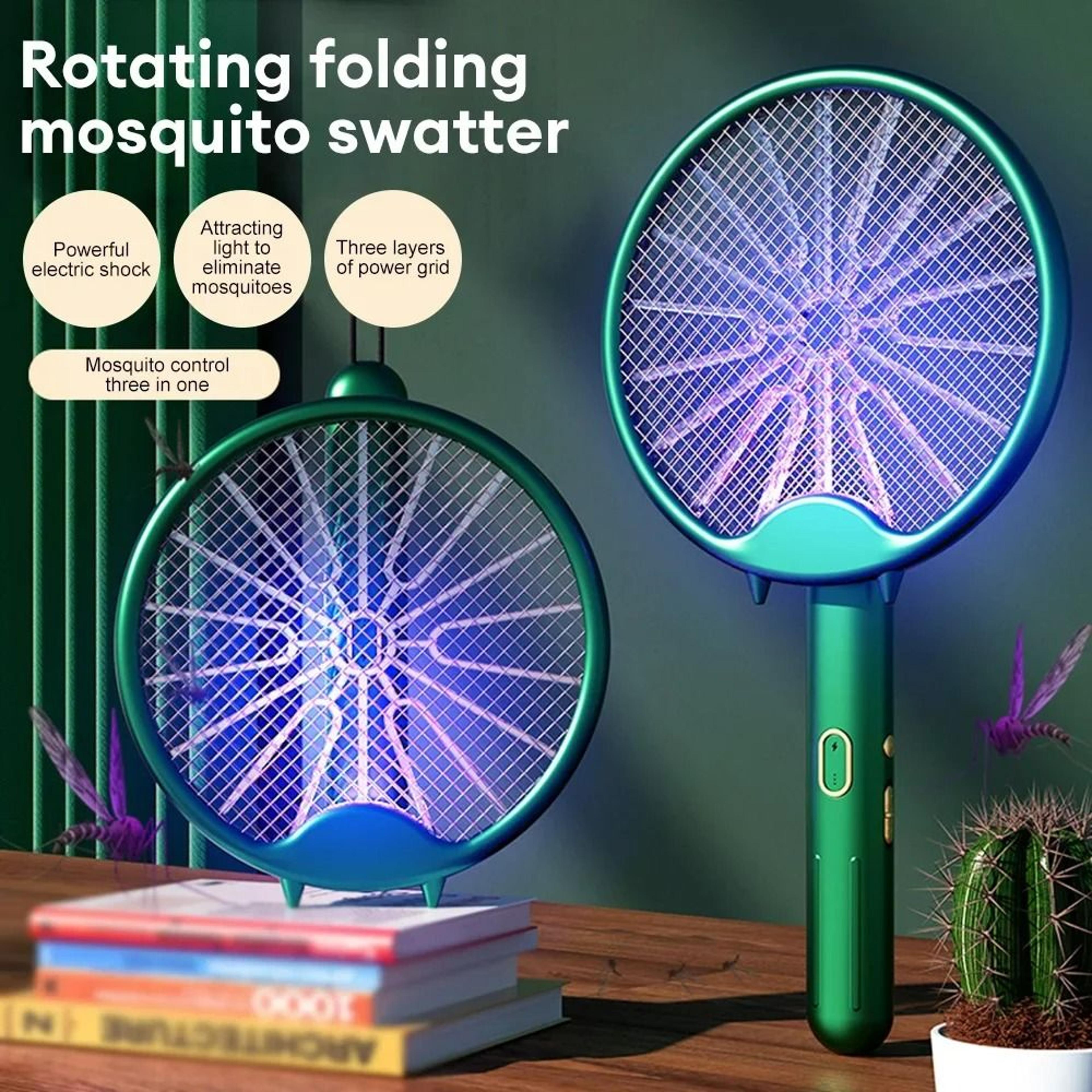 3000v foldable usb rechargeable mosquito racket with bug zapper lamp